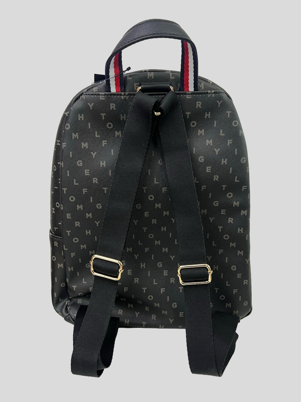 Mochila Tommy Hilfiger mediana multilogo logo front dorado ‘Negra’