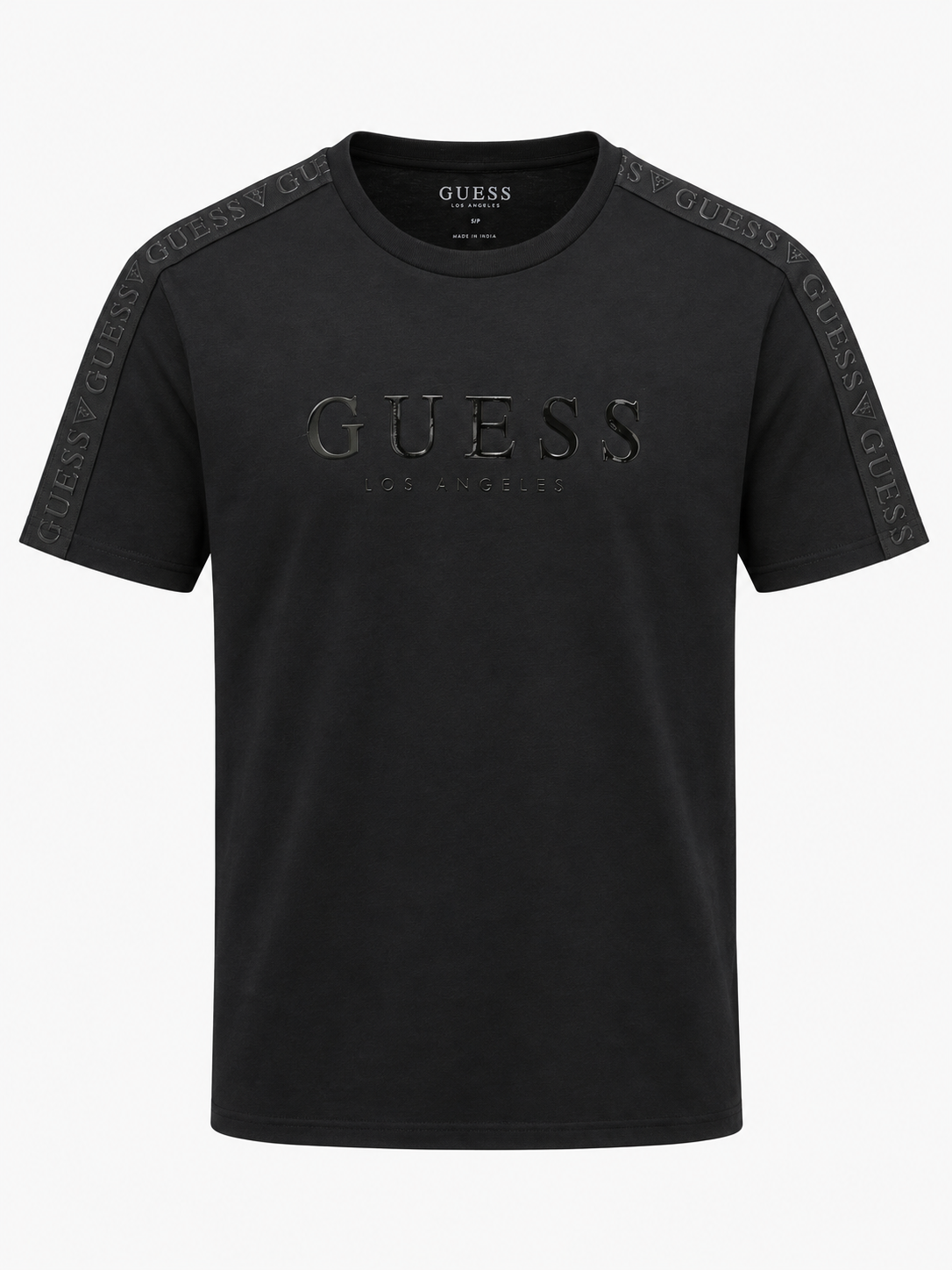 Polera Guess L.A Logo Goma - Franja hombro multilogo ‘Negra’