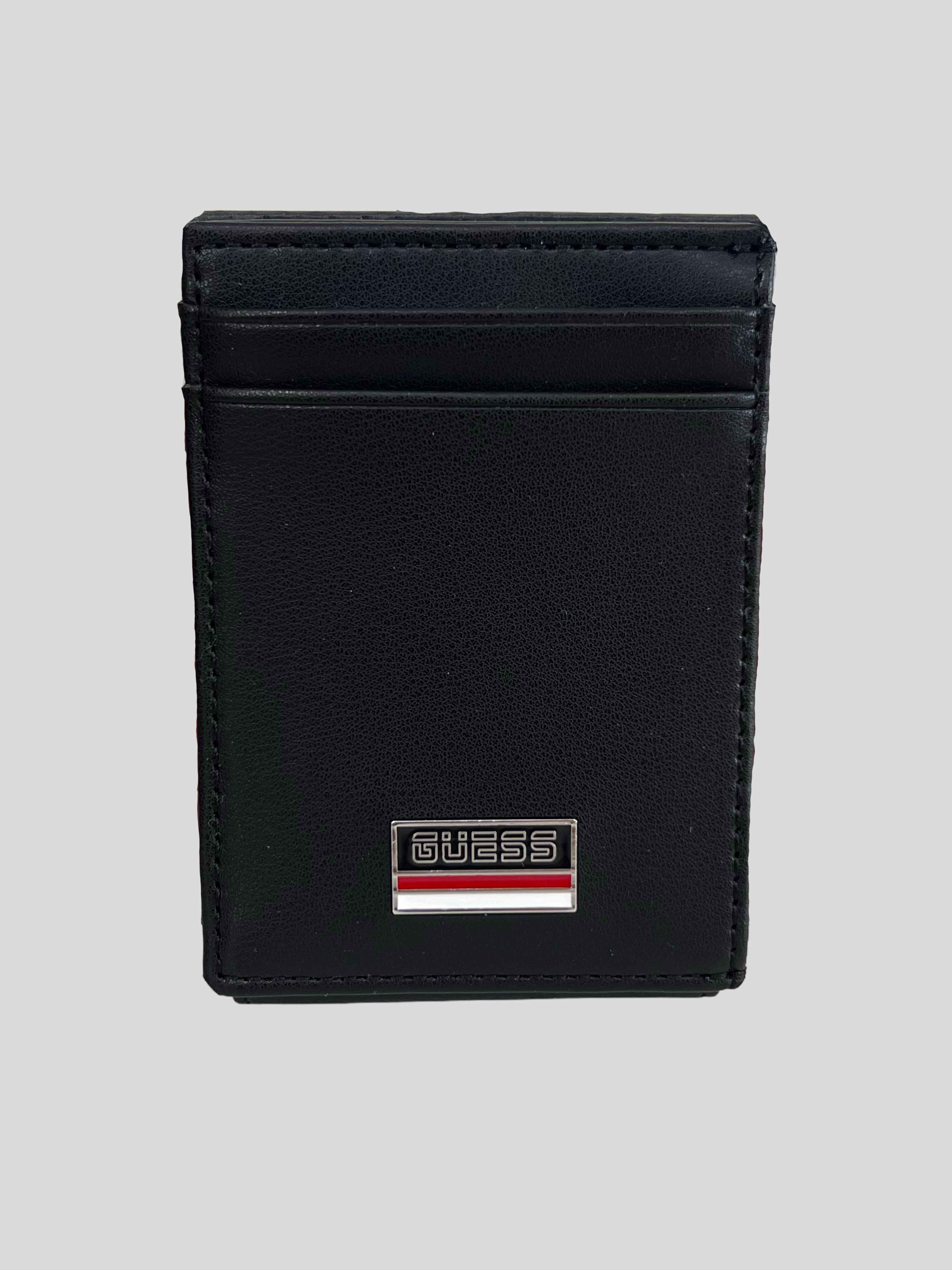 Tarjetero Guess eco cuero Logo relieve tricolor ‘Negro’