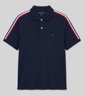 Polera Polo Tommy Hilfiger Logo bordado Franja tricolor mangas  'Azul oscuro’