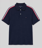 Polera Polo Tommy Hilfiger Logo bordado Franja tricolor mangas  'Azul oscuro’