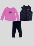 Conjunto Nike Infantil 3pcs ‘Negro/rosado’