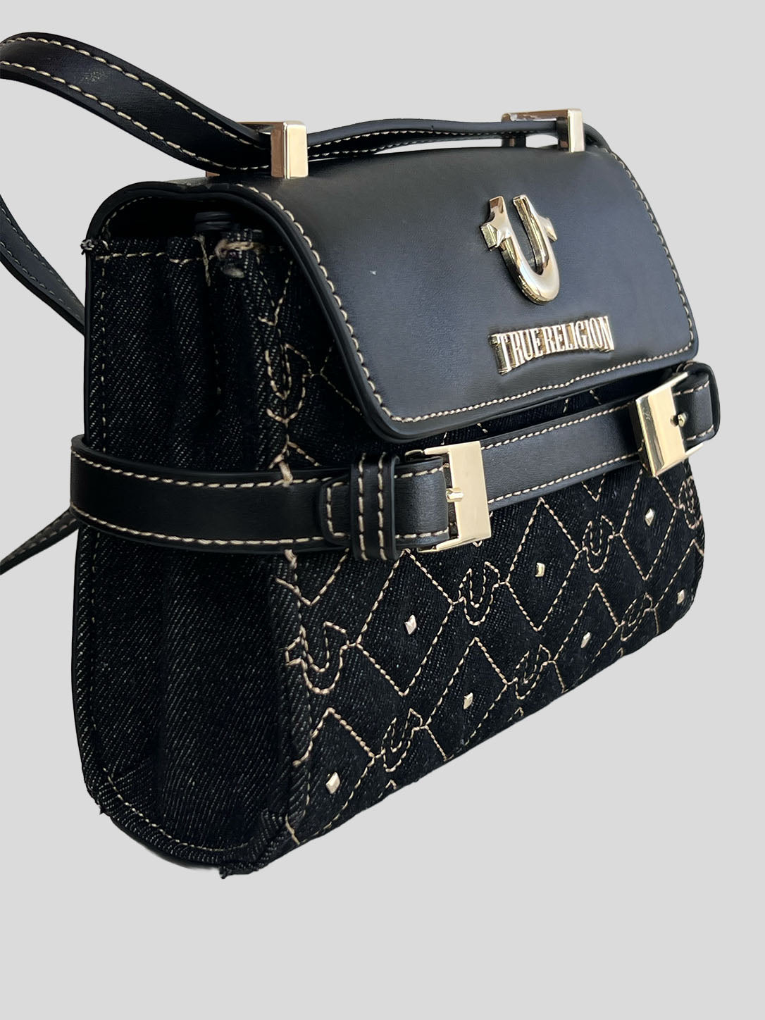 Bolso Crossbody True Religion Pequeño Logo metallic dorado ‘Negro’