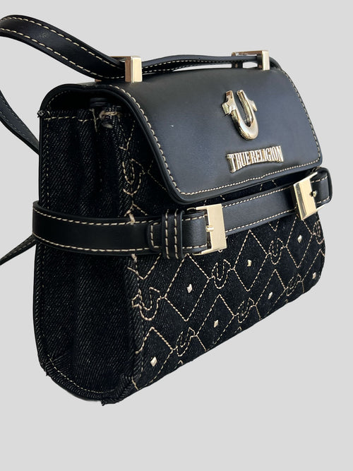 Bolso Crossbody True Religion Pequeño Logo metallic dorado ‘Negro’