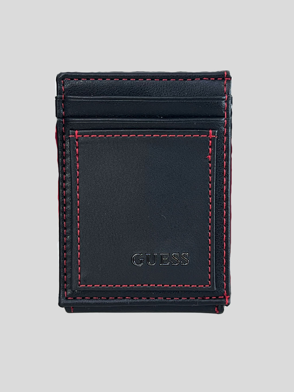 Tarjetero Guess eco cuero Logo Letter costura roja ‘Negro’