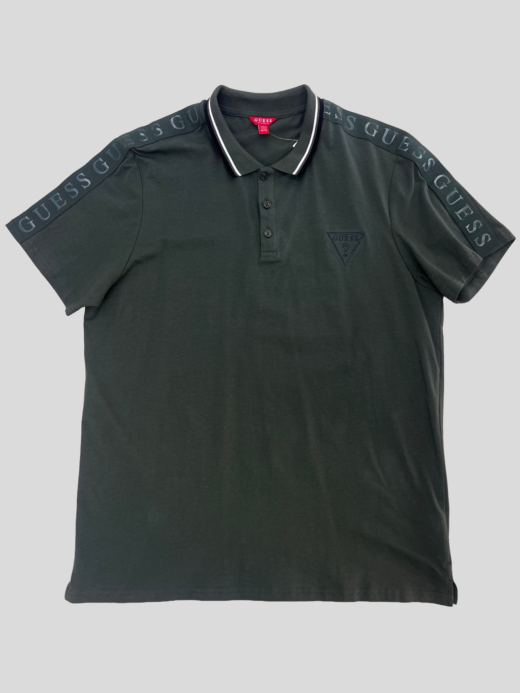 Polera Polo Guess Logos en Hombro rubber 'Verde oscuro'