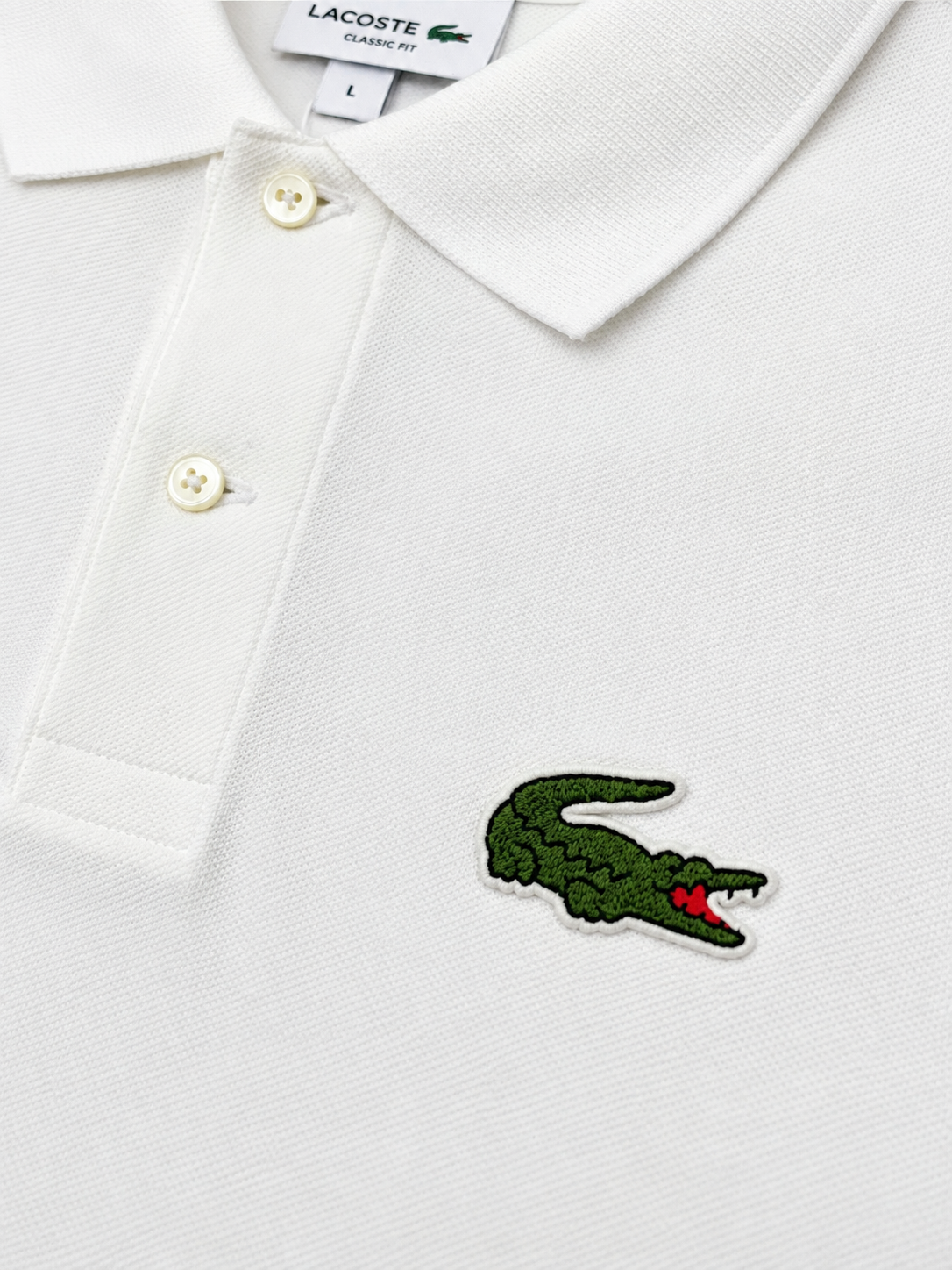 Polera Polo Lacoste logo Rug 'blanca'