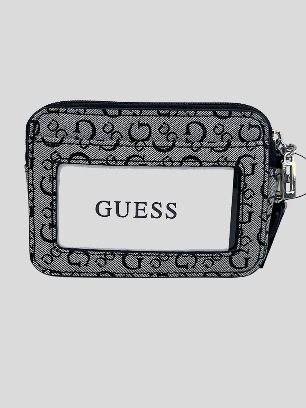 Tarjetero Guess C/cierre Letter Logo Monograma ‘Gris/Negro’