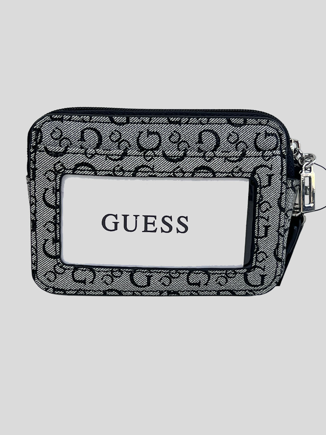 Tarjetero Guess C/cierre Letter Logo Monograma ‘Gris/Negro’