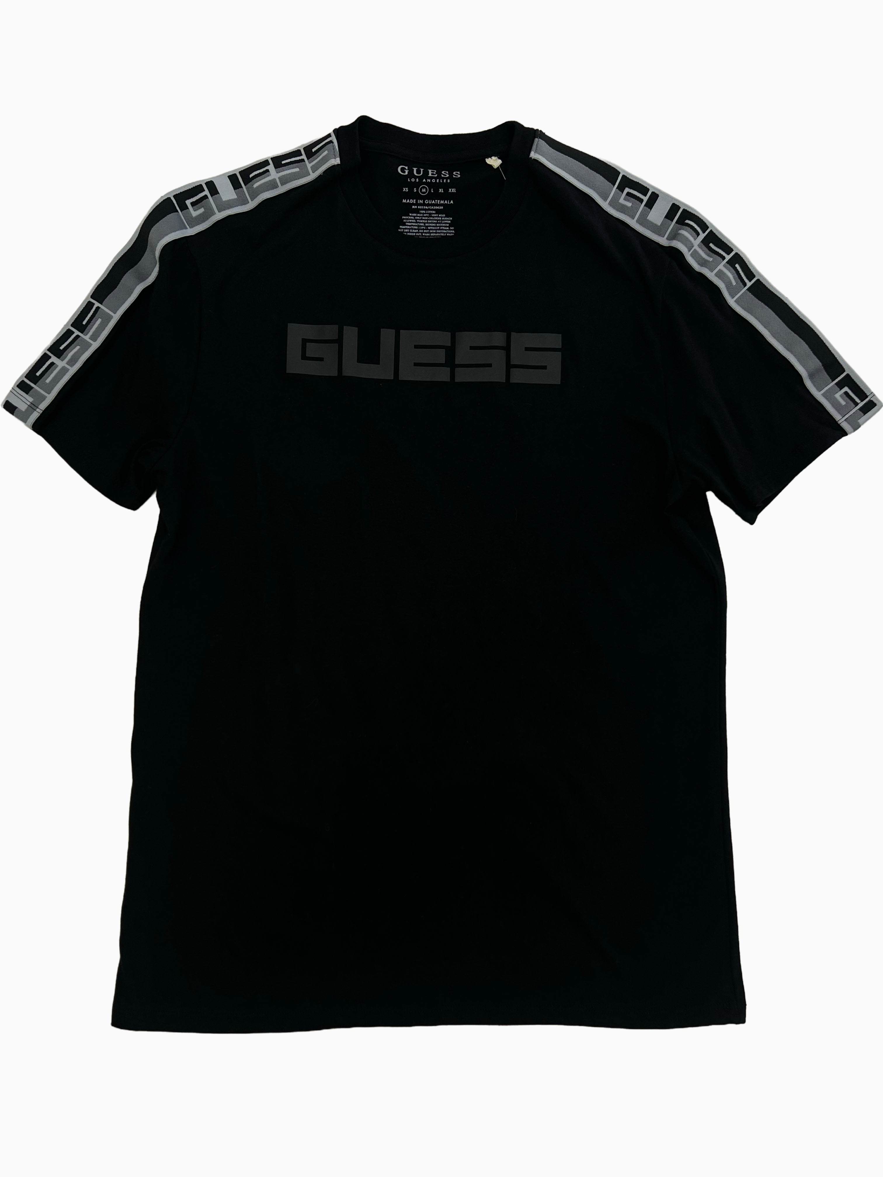 Polera Guess Logo estampado, cinta Gris/Negro Hombro ‘Negra’