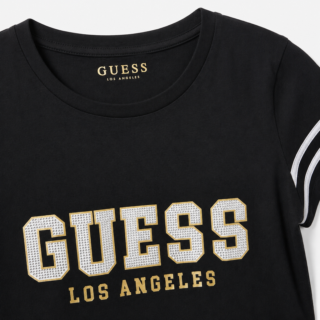 Polera Guess C/logo grande brillantes  ‘negro’