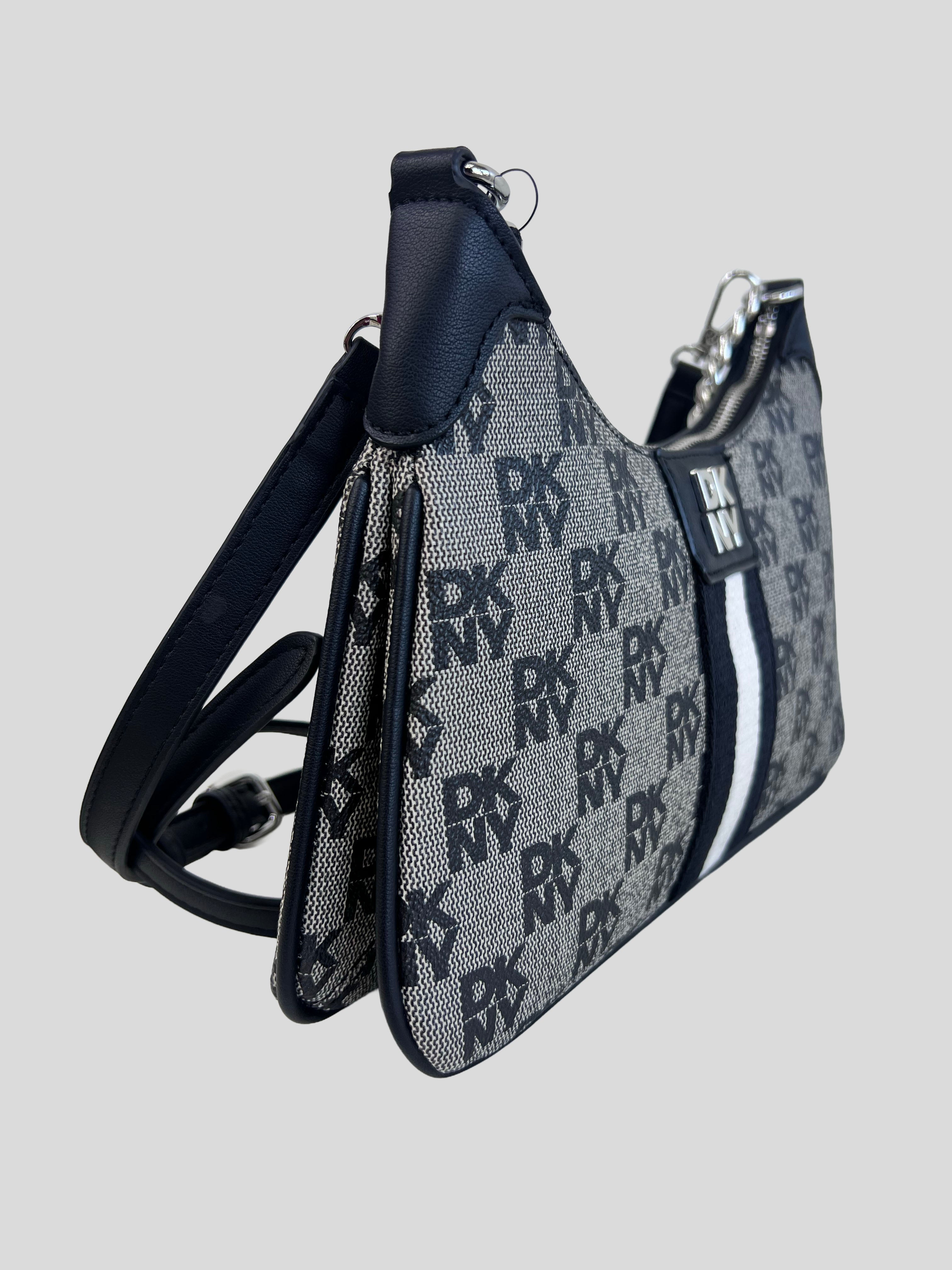 Cartera DKNY ‘Gris C/franja negra y blanca’