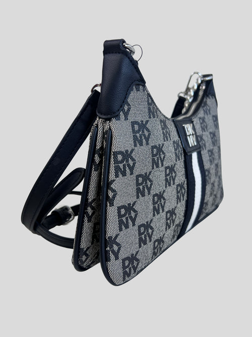 Cartera DKNY ‘Gris C/franja negra y blanca’