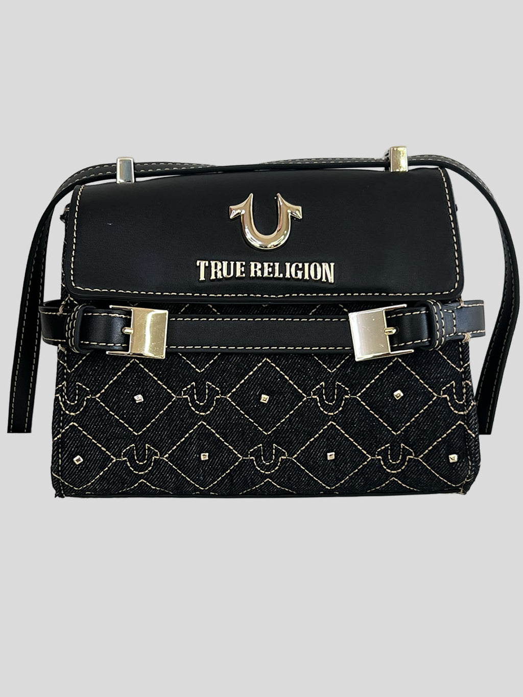 Bolso Crossbody True Religion Pequeño Logo metallic dorado ‘Negro’