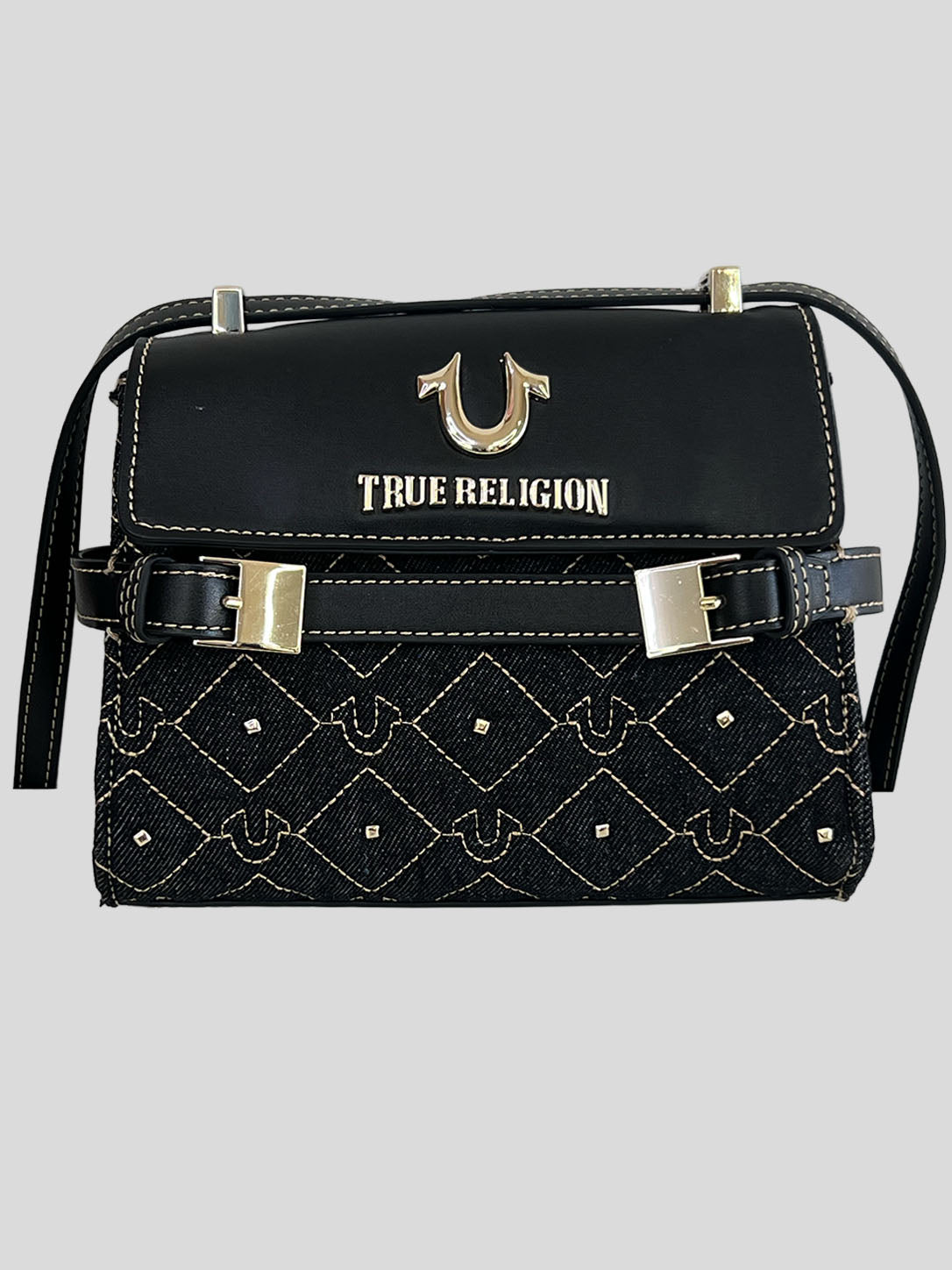 Bolso Crossbody True Religion Pequeño Logo metallic dorado ‘Negro’