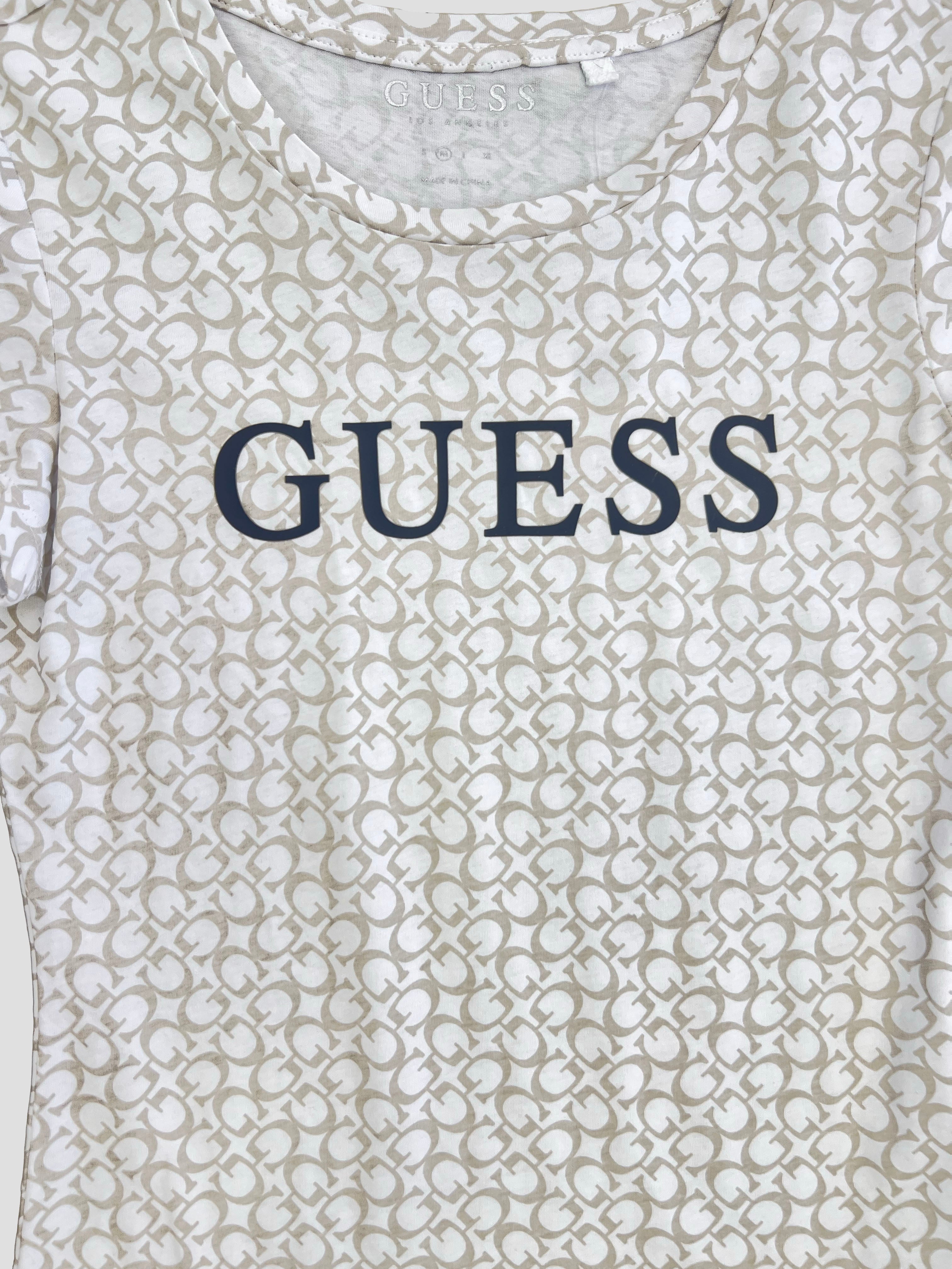 Polera Guess monogram Logo negro rubber ‘blanca’