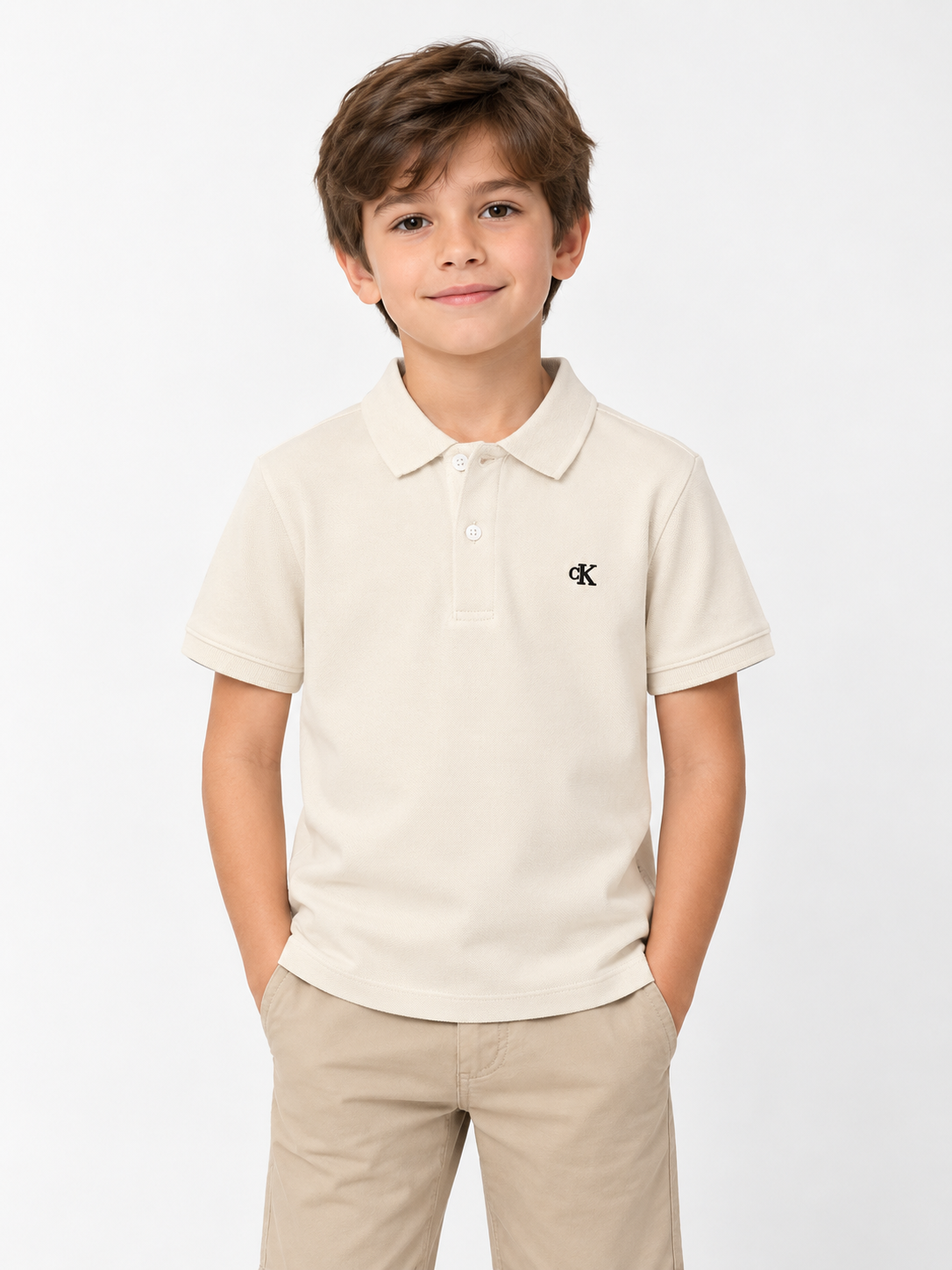 Polera Calvin Klein polo Logo Ck Infantil ‘beige’
