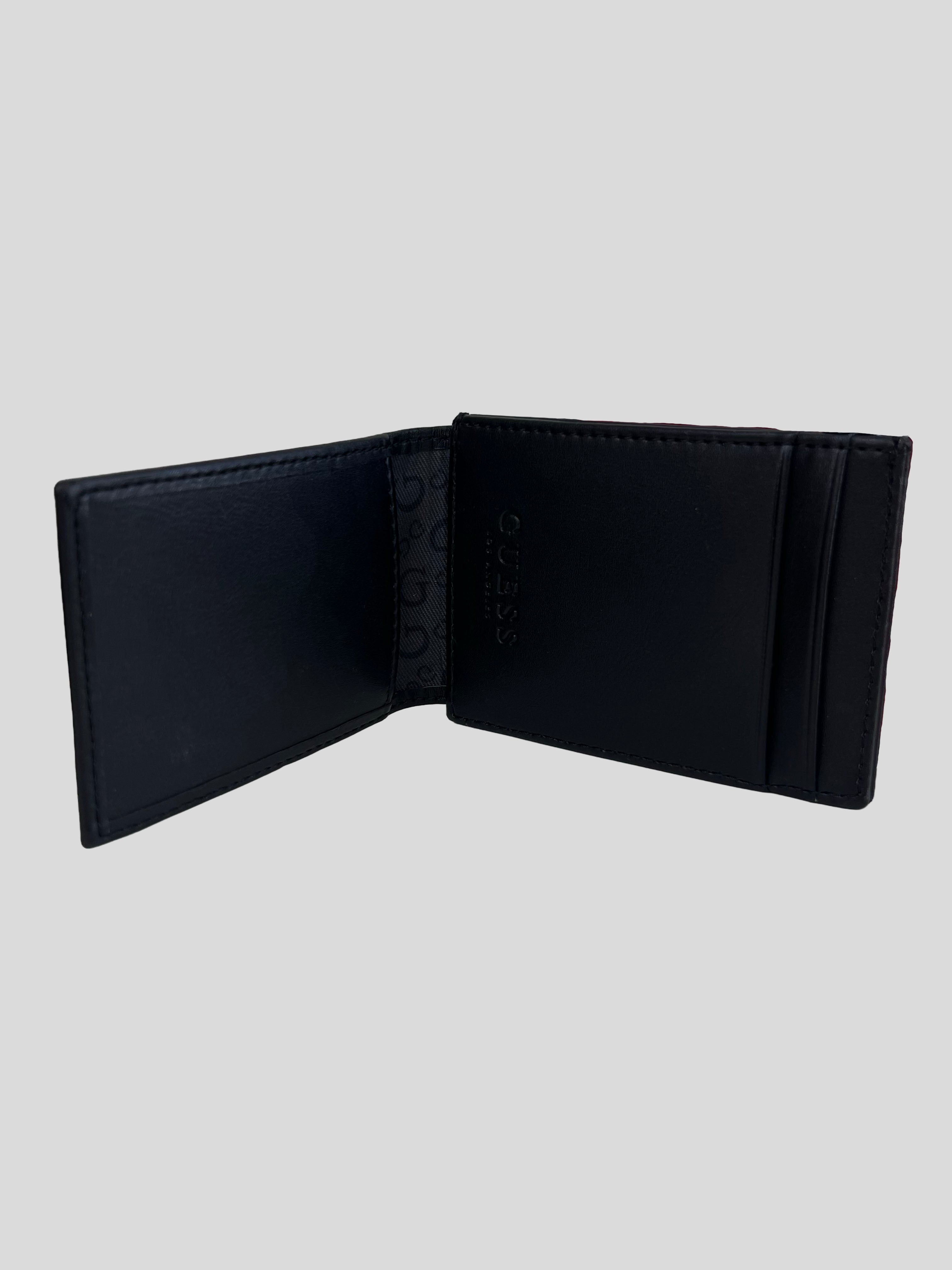 Tarjetero Guess eco cuero Logo relieve dorado triangle ‘Negro’