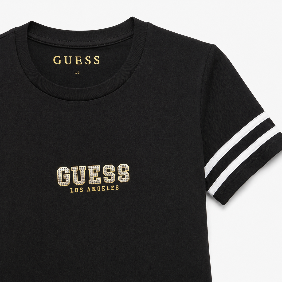 Polera Guess C/logo pequeño de brillantes  ‘negro’