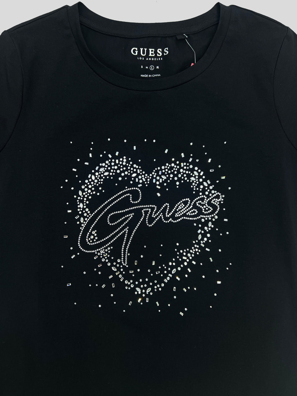 Polera Guess estampado heart cristal ‘Negra’