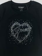 Polera Guess estampado heart cristal ‘Negra’