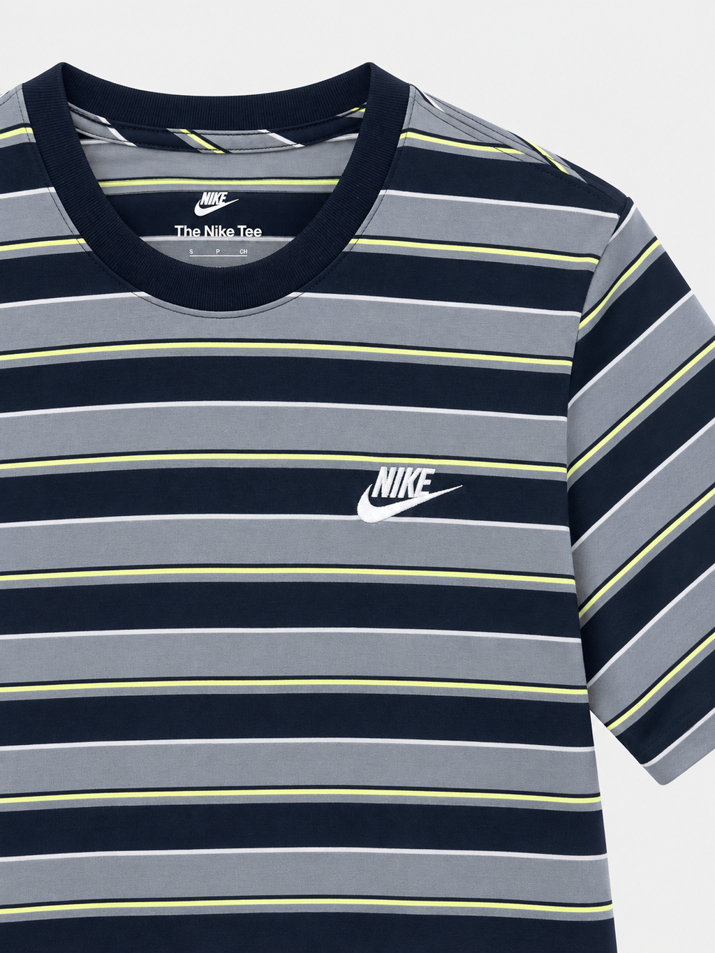 Polera Nike Logo bordado Rayas ‘negro/gris’