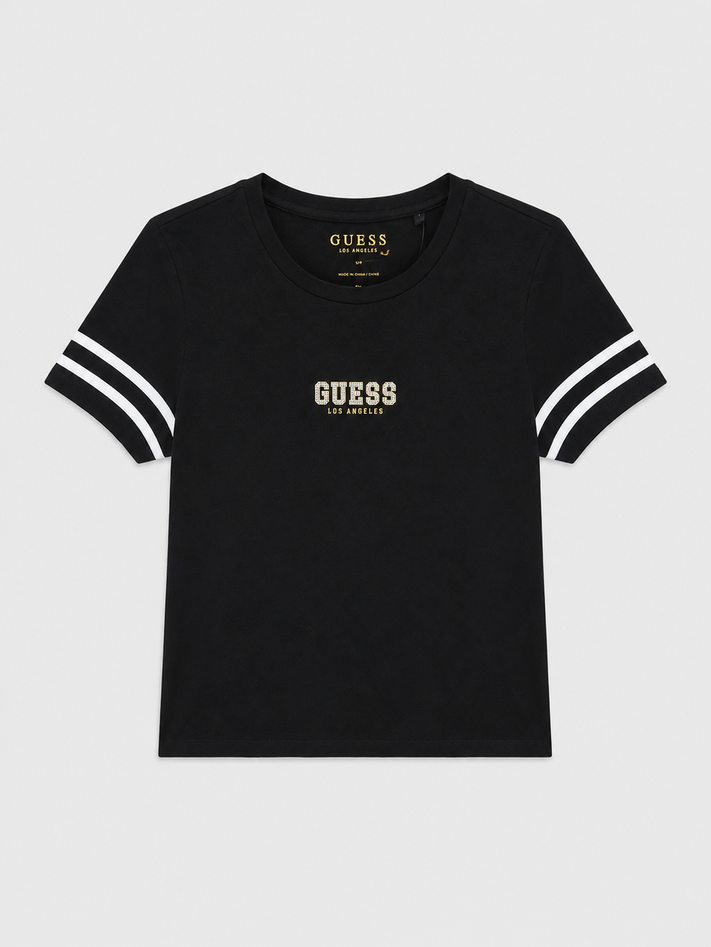 Polera Guess C/logo pequeño de brillantes  ‘negro’