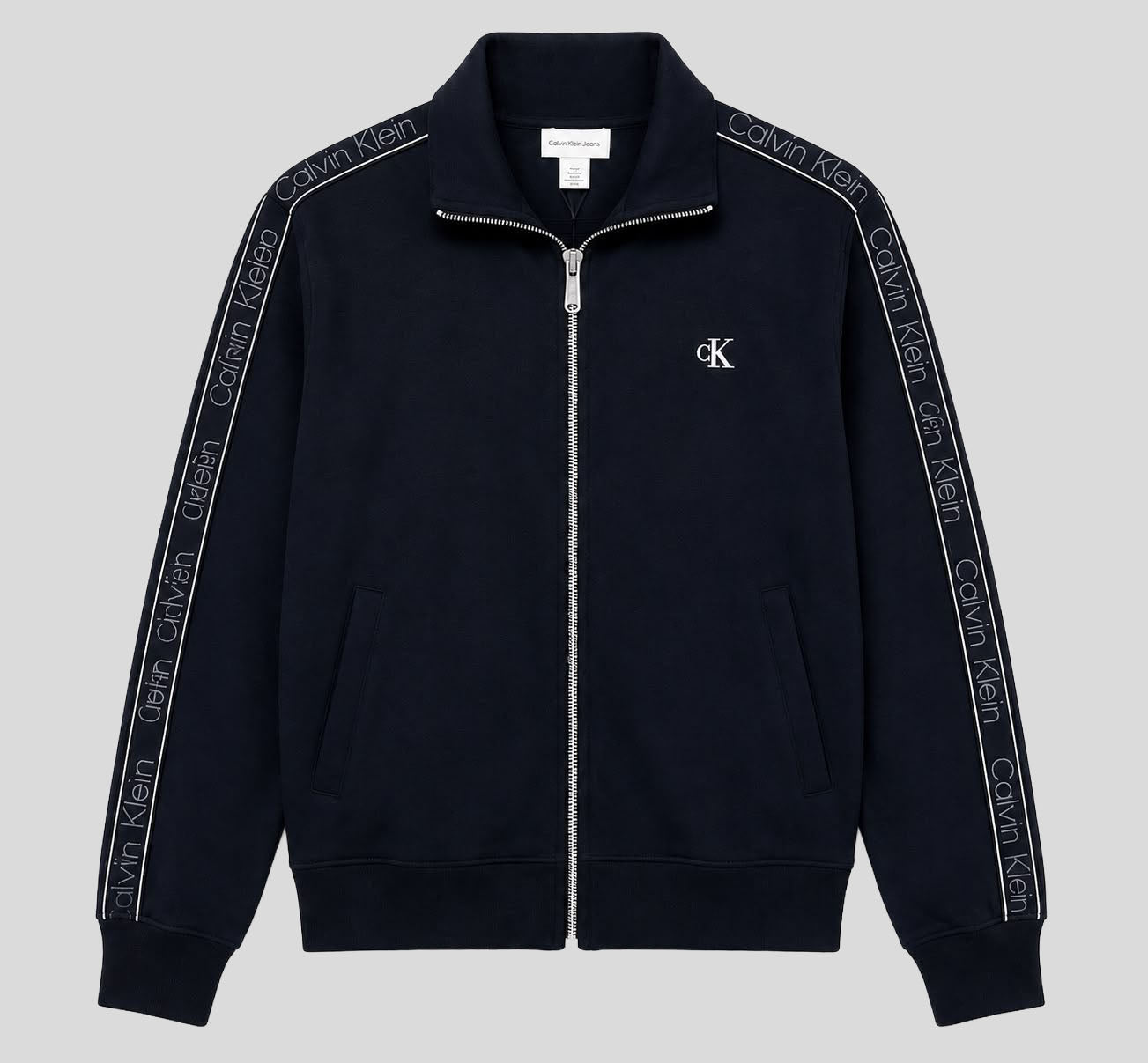 Chaqueta Calvin Klein C/Cierre logo franjas laterales ‘Negro'