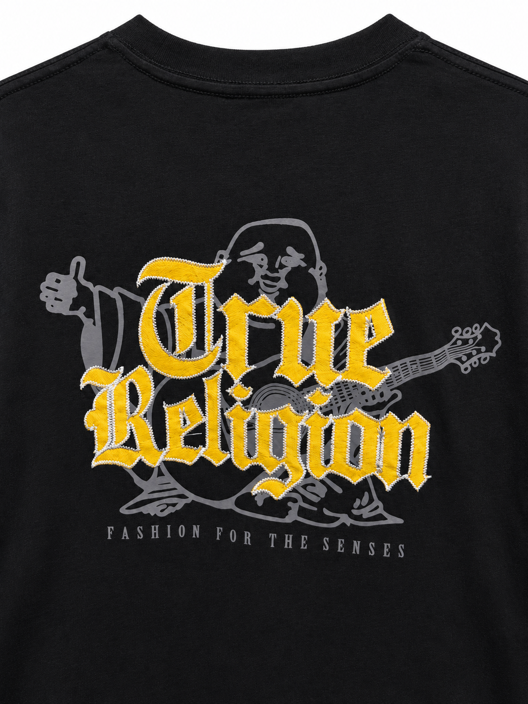 Polera True Religion FFS logo amarillo ‘Negra’