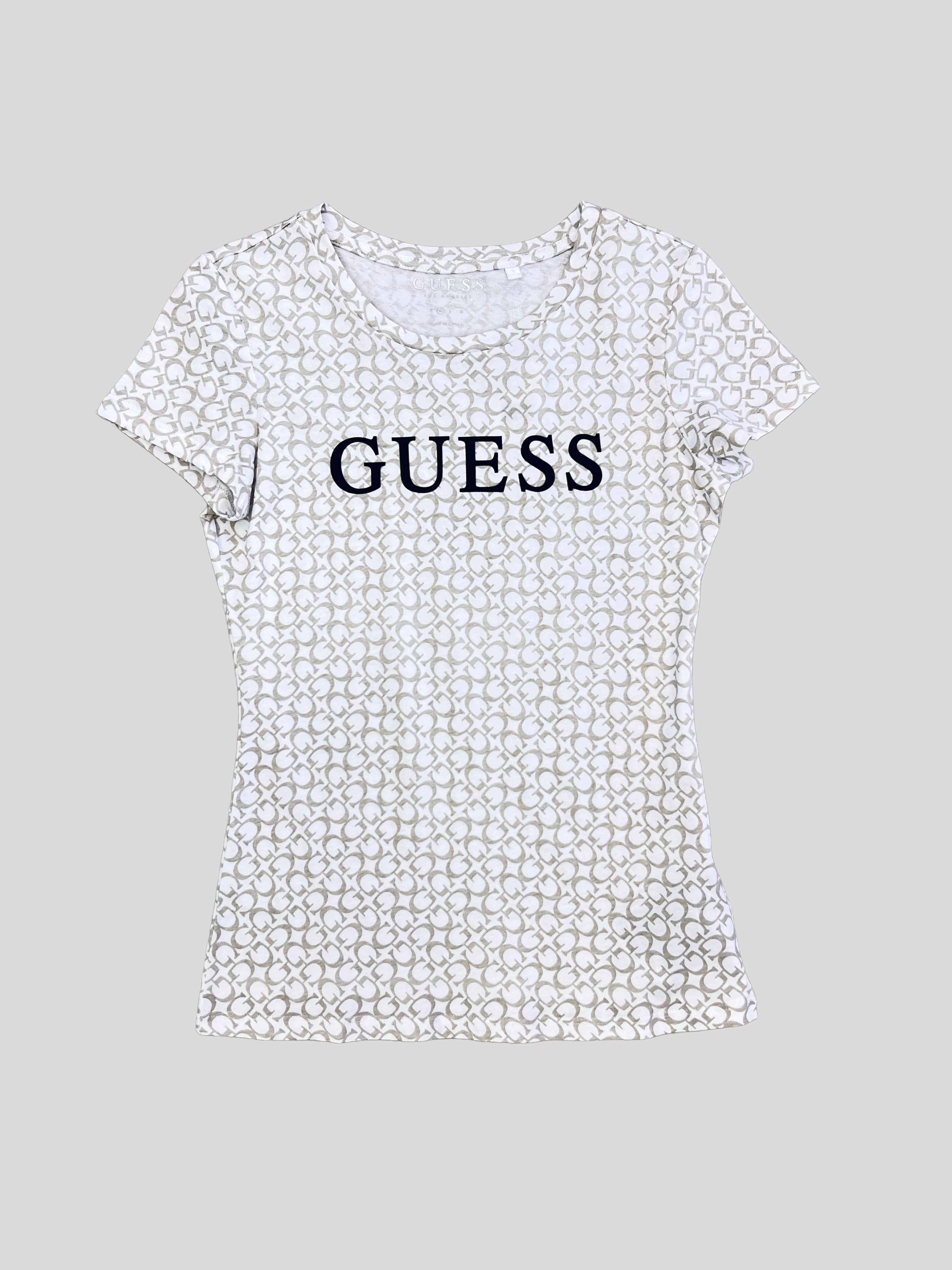 Polera Guess monogram Logo negro rubber ‘blanca’