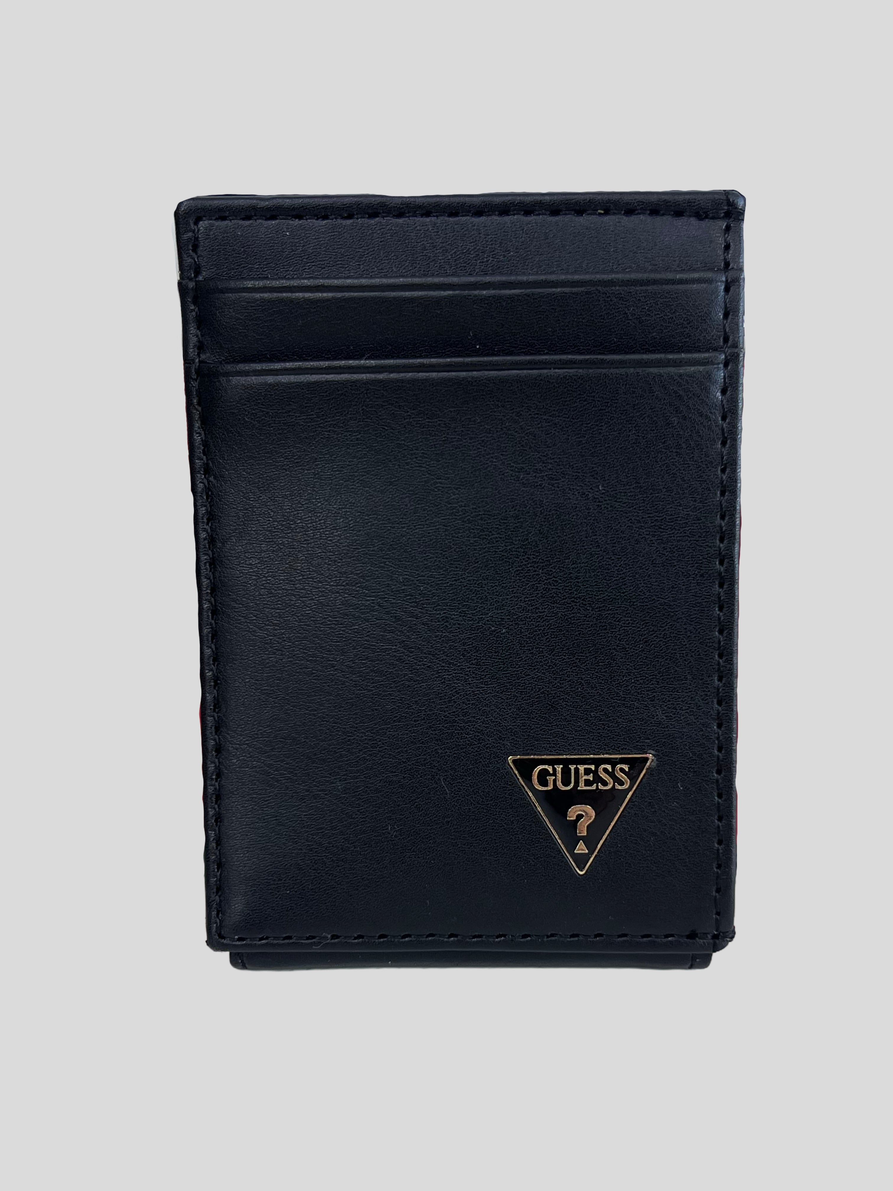 Tarjetero Guess eco cuero Logo relieve dorado triangle ‘Negro’