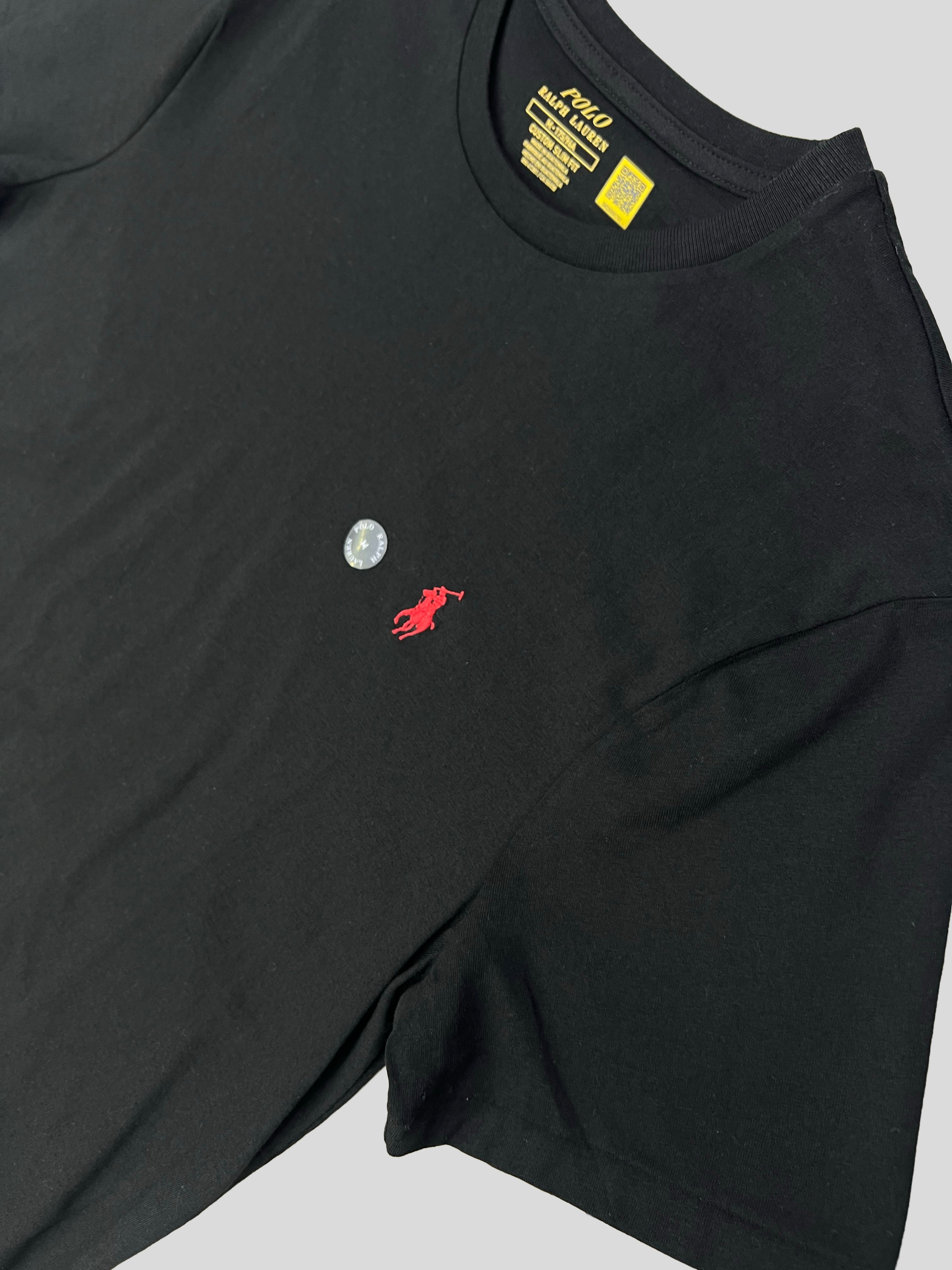 Polera Polo Ralph Lauren logo rojo  'Negra'
