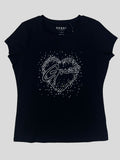 Polera Guess estampado heart cristal ‘Negra’