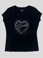 Polera Guess estampado heart cristal ‘Negra’
