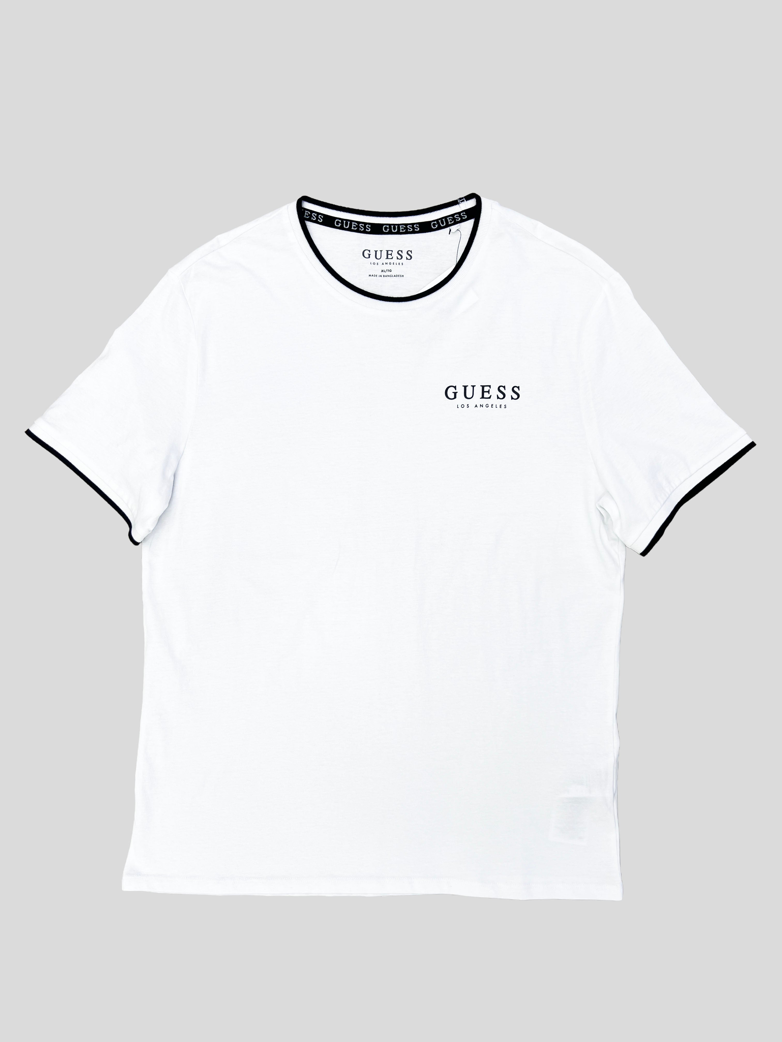Polera Guess Logo L.A Rubber manga Franjas  ‘blanca’