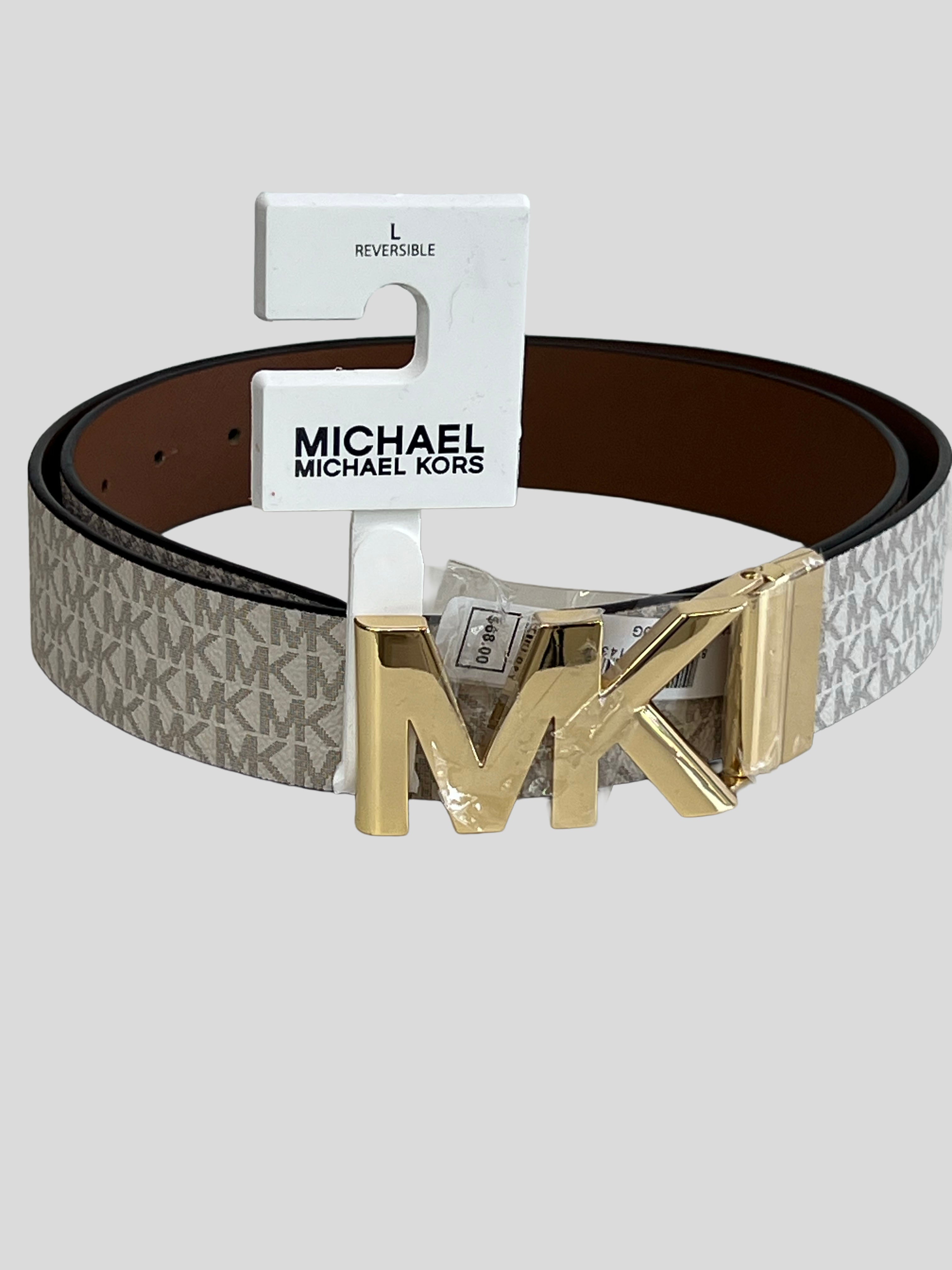 Cinturón Michael Kors MK Monograma gold /reversible ‘cafe y blanca’