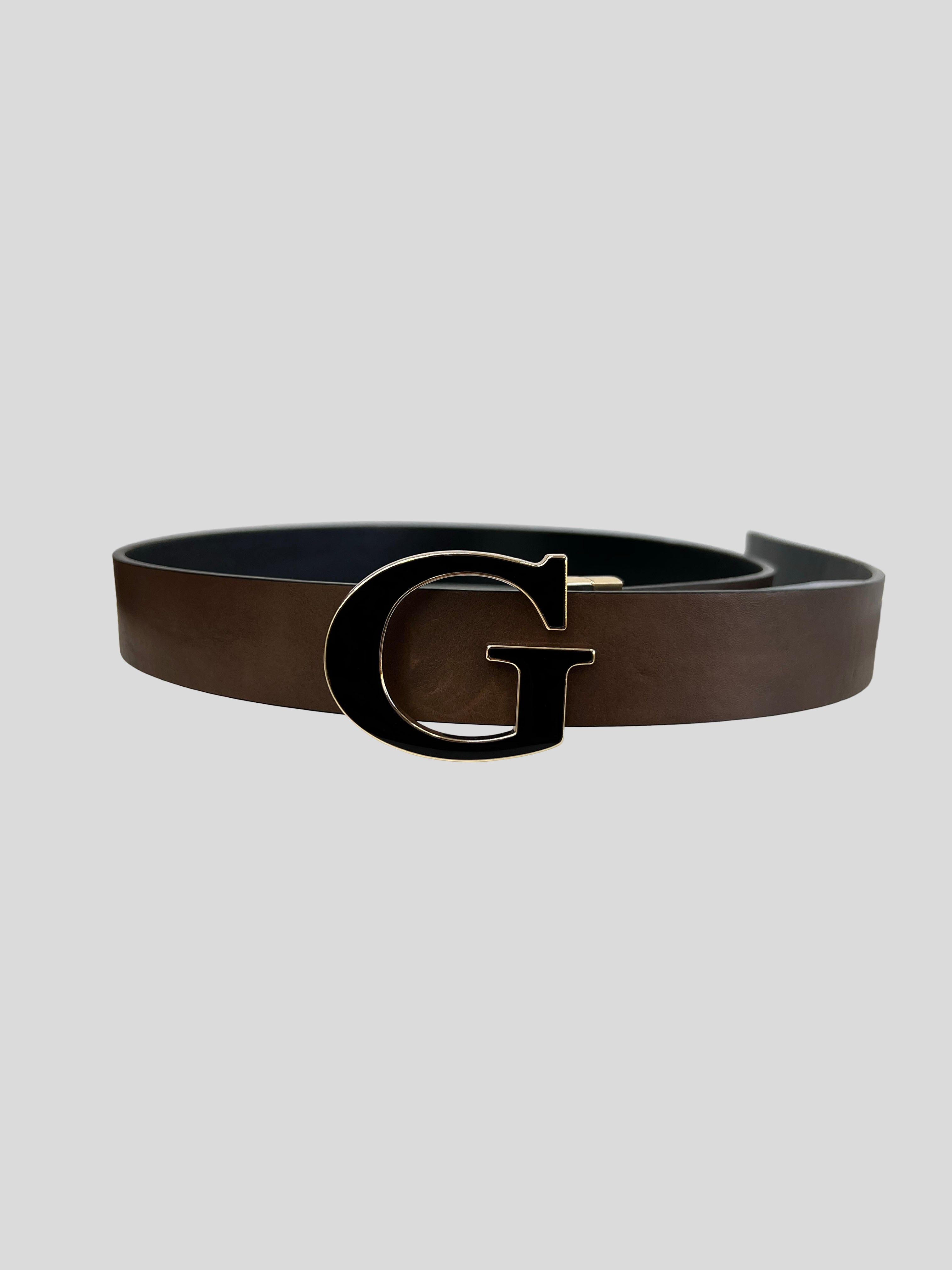 Cinturón Guess Reversible Hebilla G Negra/Dorada