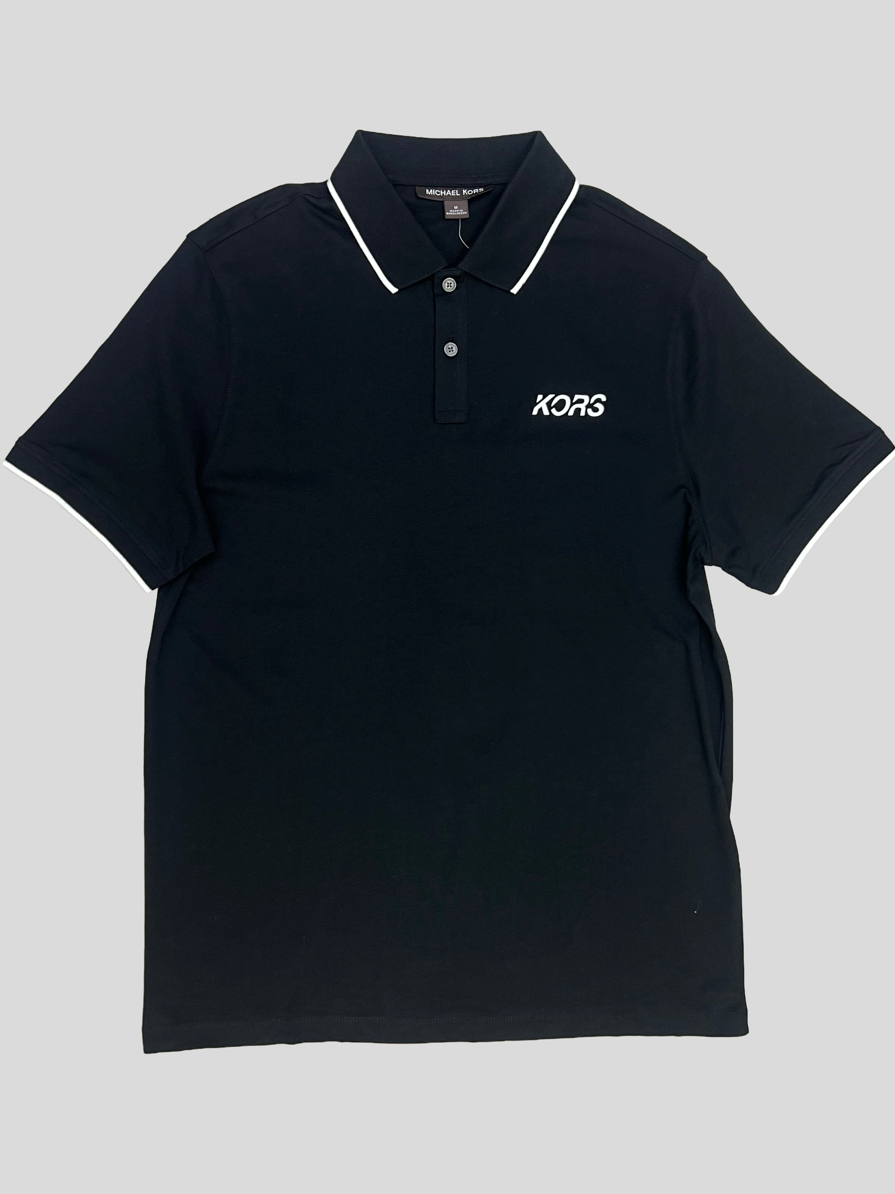 Polera Polo Michael Kors logo Kors/linea cuello  ‘Negra’
