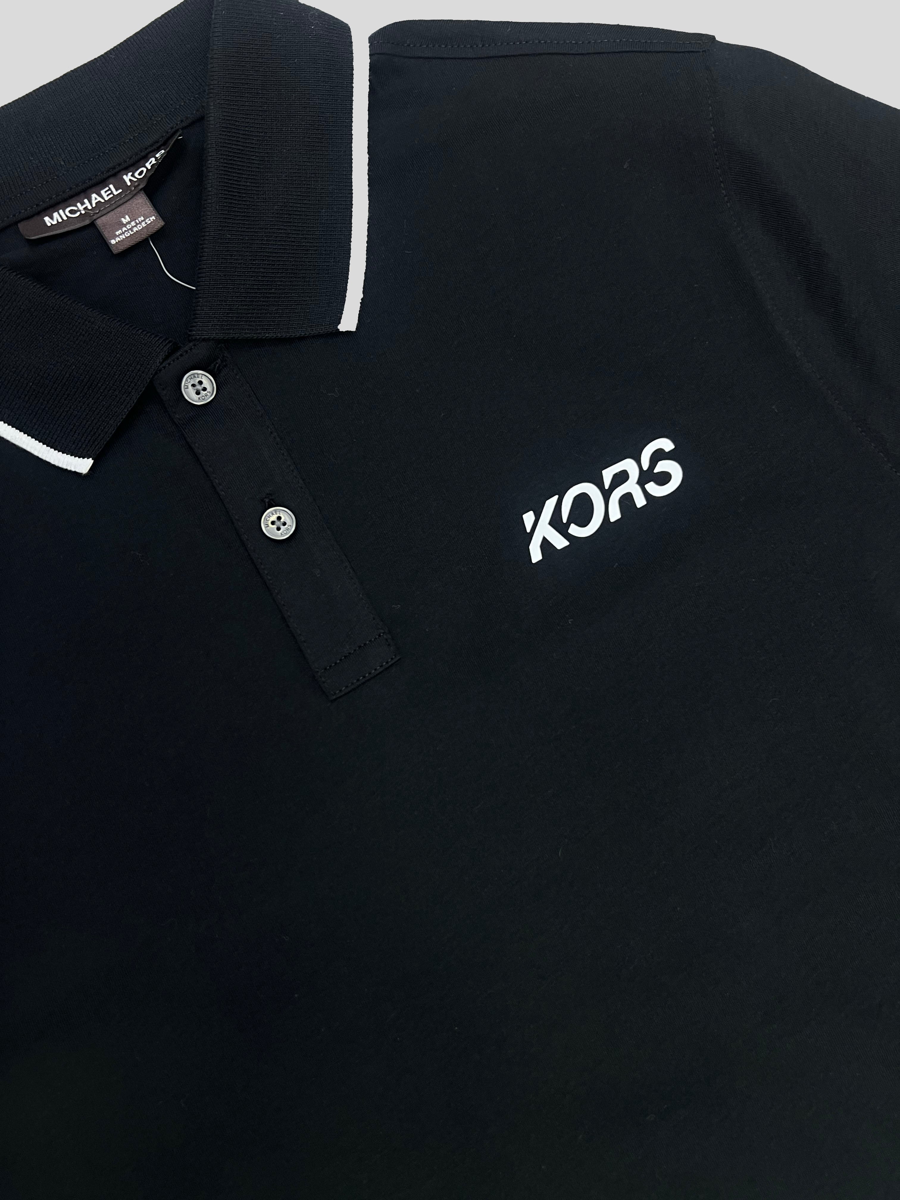 Polera Polo Michael Kors logo Kors/linea cuello  ‘Negra’