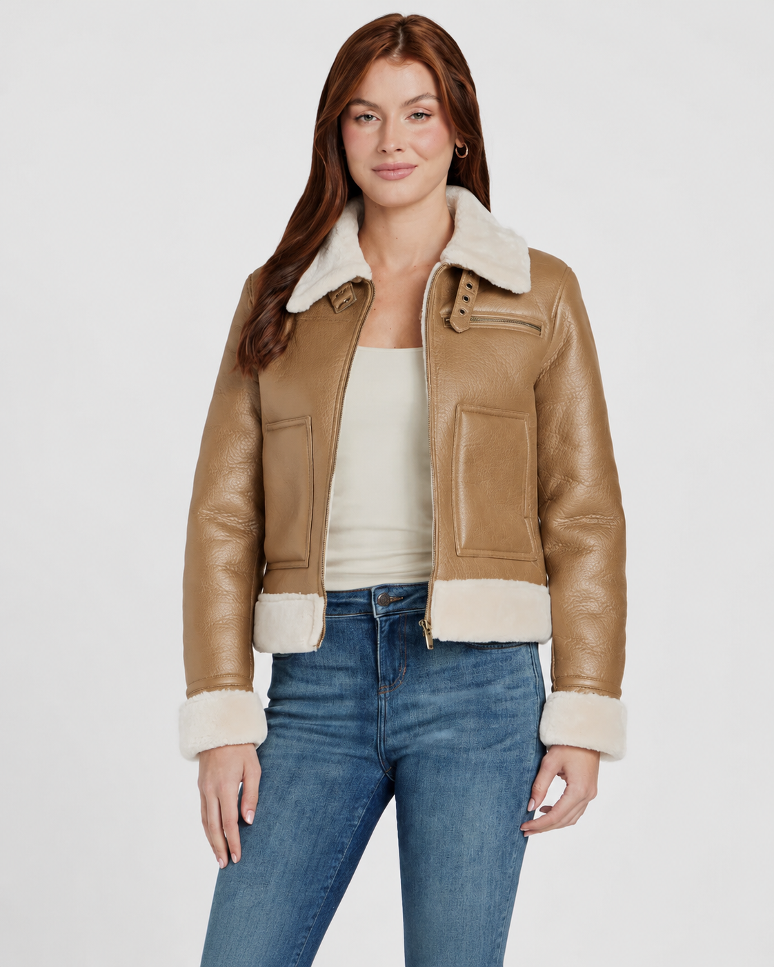 Chaqueta GUESS Lily Shearling ‘Coconut Latte’