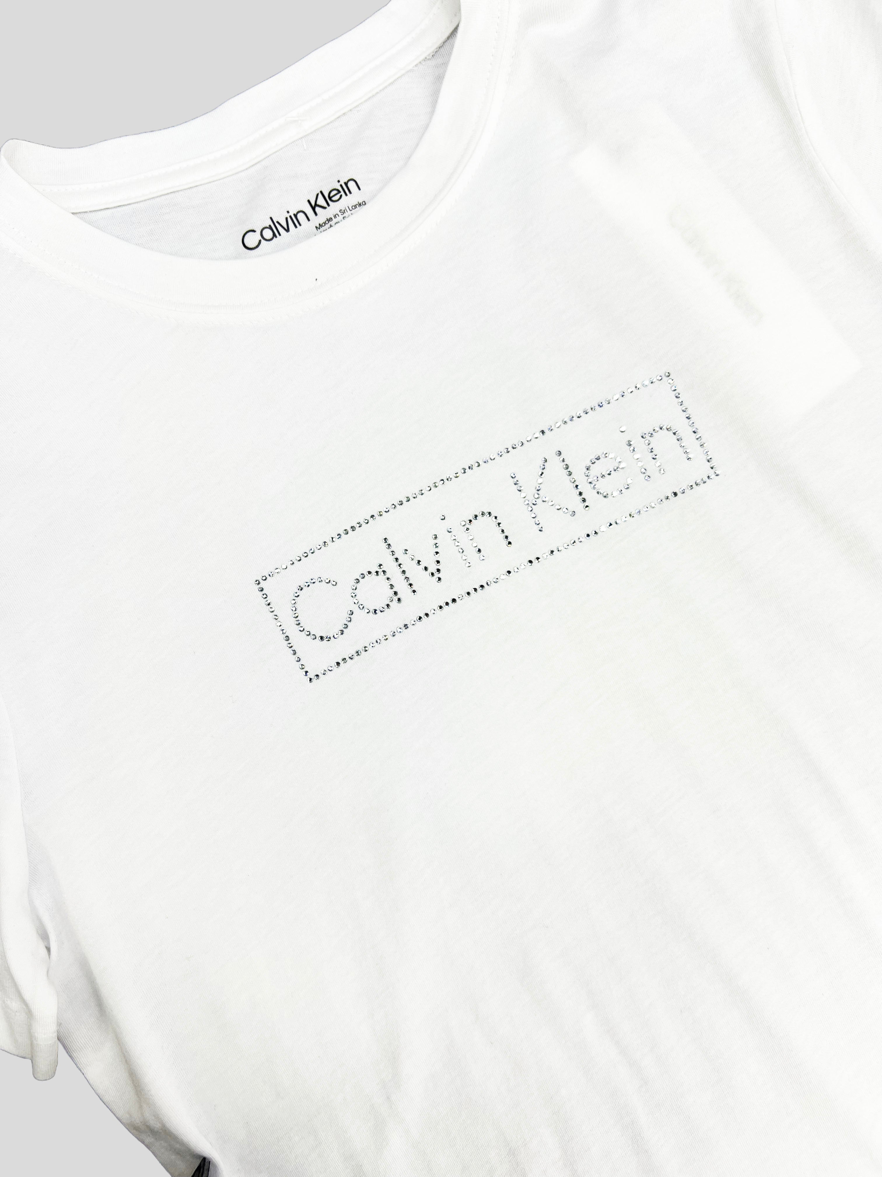 Polera Calvin Klein boxLogo brillo 'Blanca'