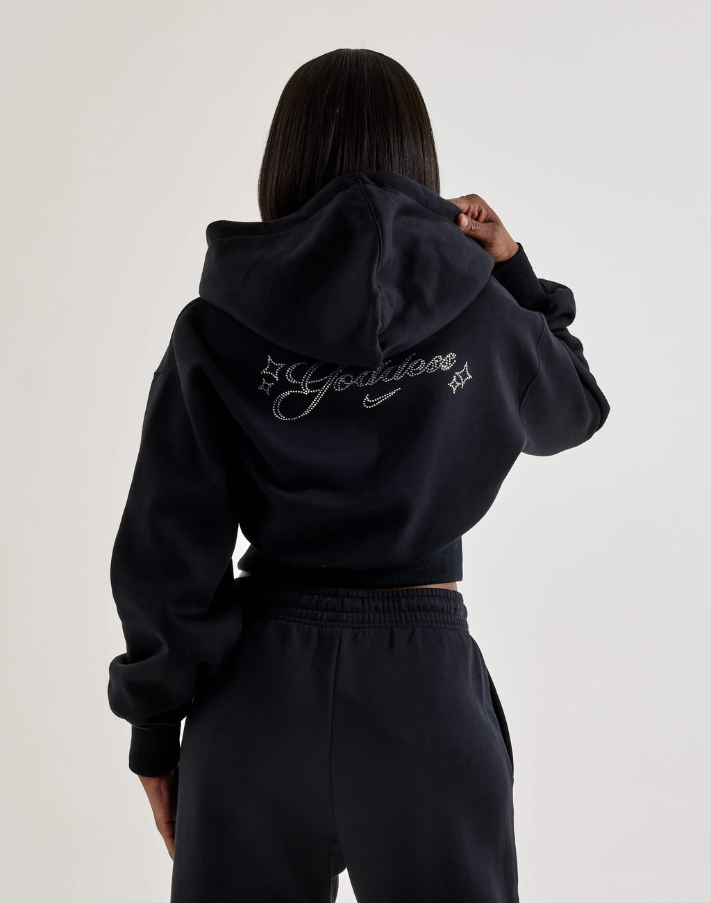 Poleron Cropped Nike Logo Goddess Mujer ‘Negro’