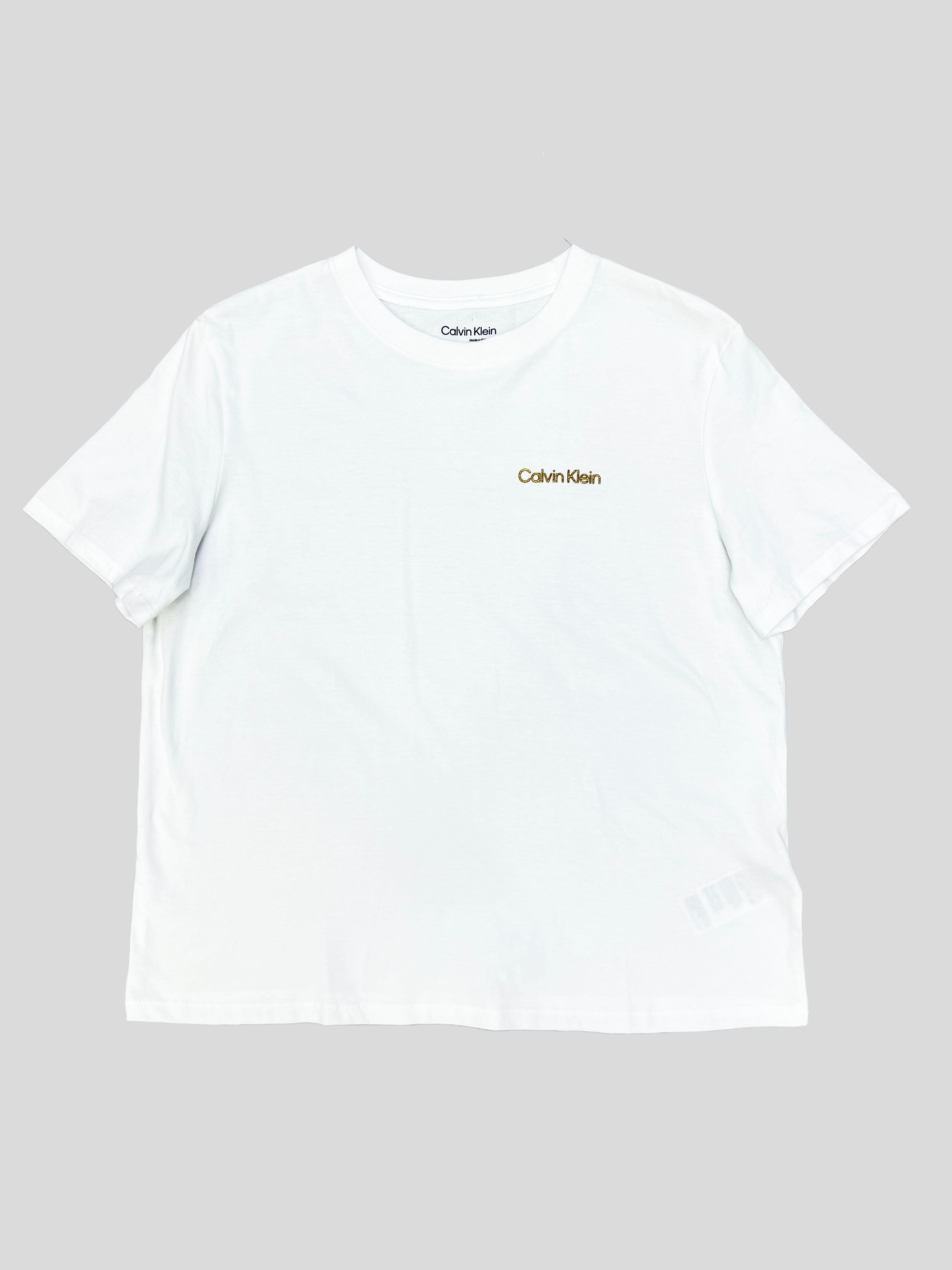 Polera Calvin Klein logo glitter dorado ‘Blanca’