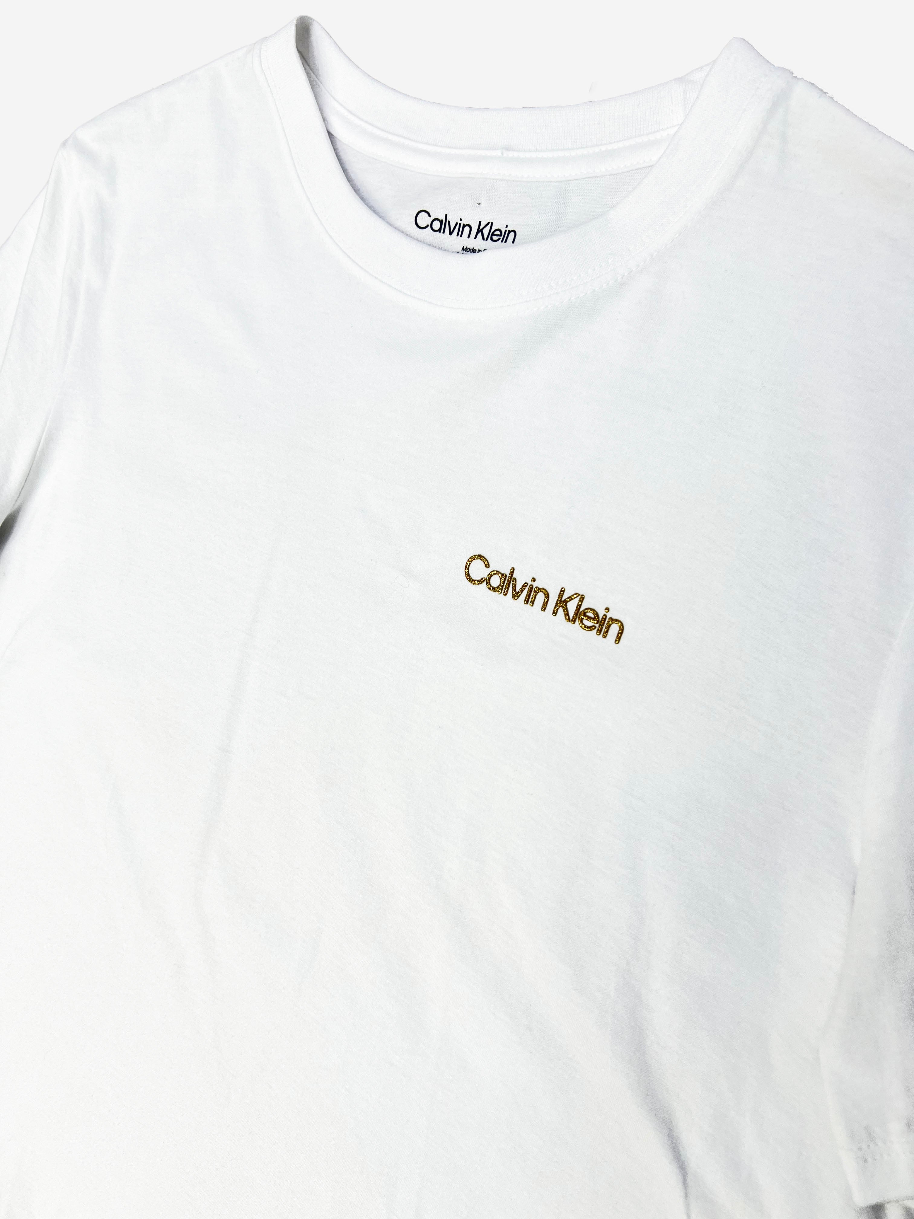 Polera Calvin Klein logo glitter dorado ‘Blanca’