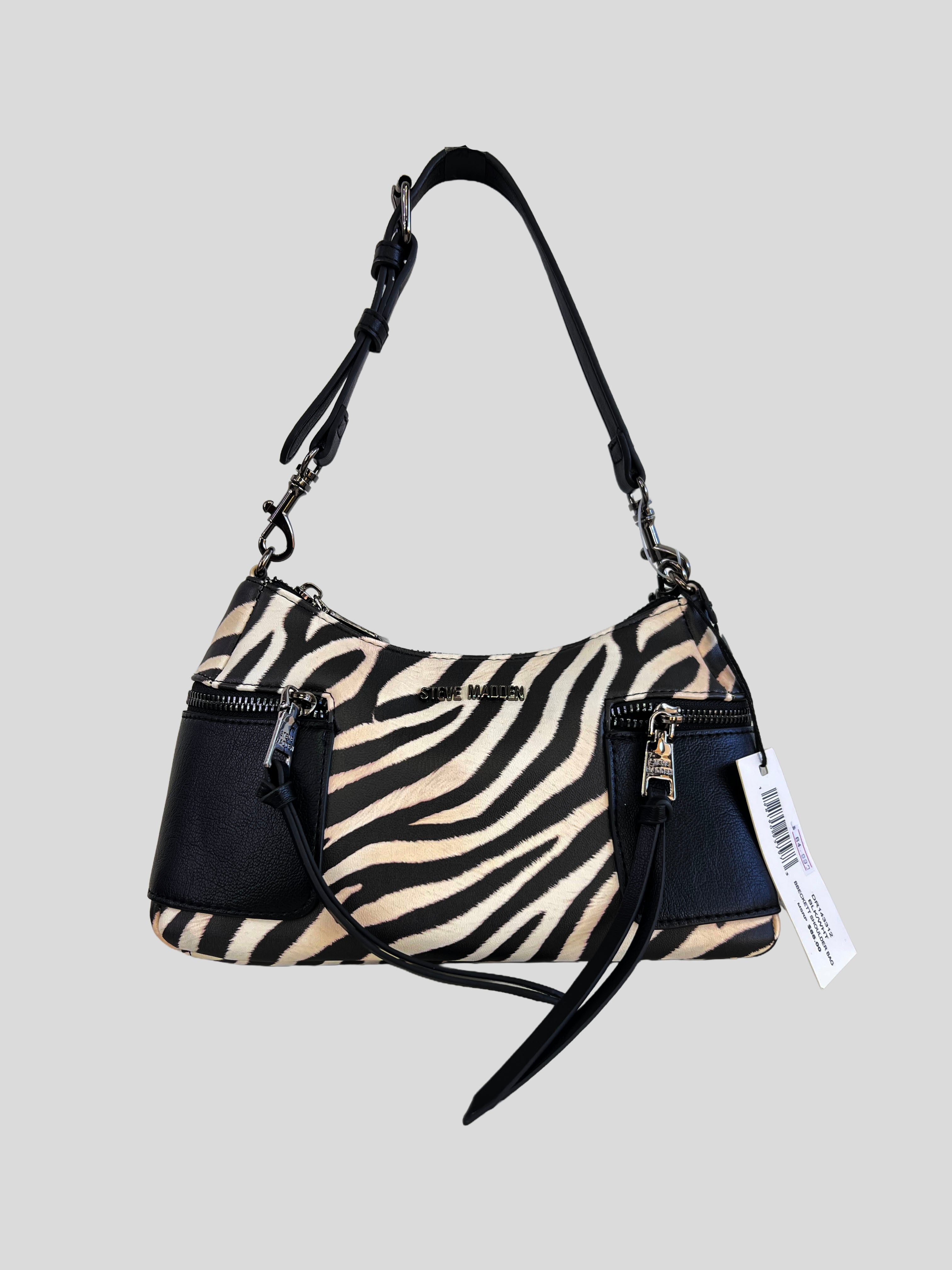 Cartera shoulder Steve Madden logo front  ‘Animal print Cebra ’