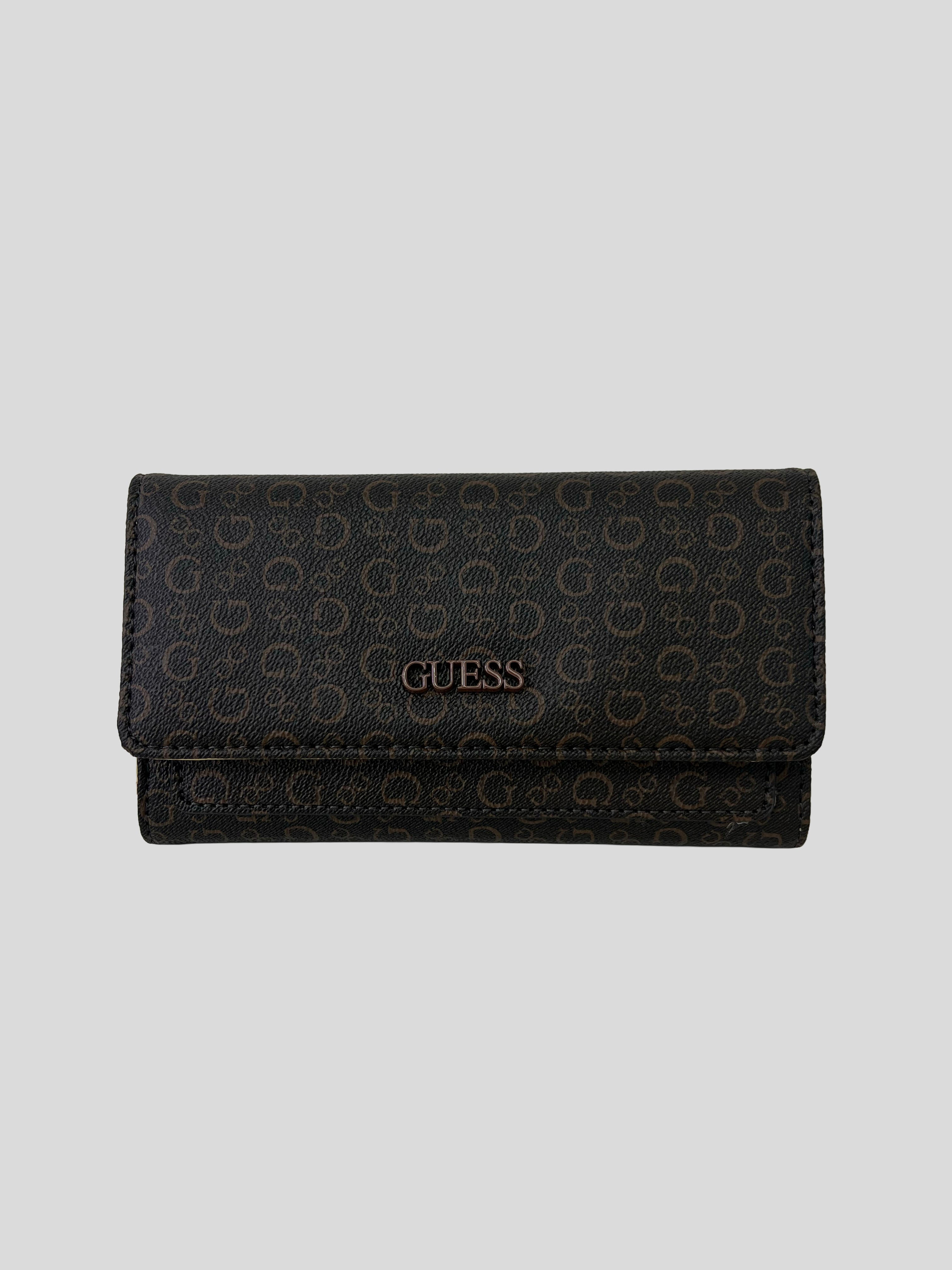 Porta documentos Guess Logo Metalico cafe monograma ‘Cafe’