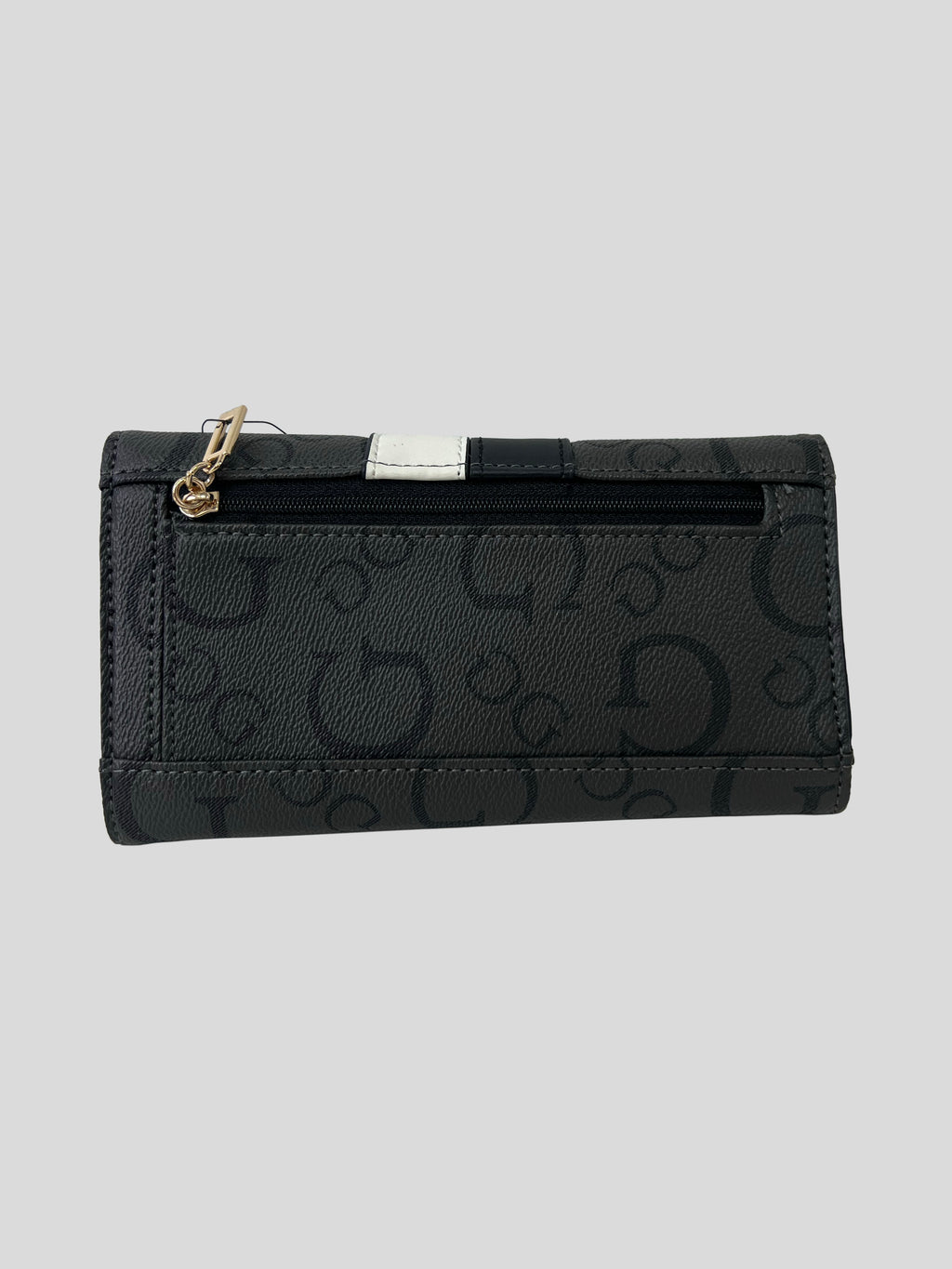 Porta documentos Guess Logo Metalico dorado franjas negro/blanco ‘Negra/Grafito’