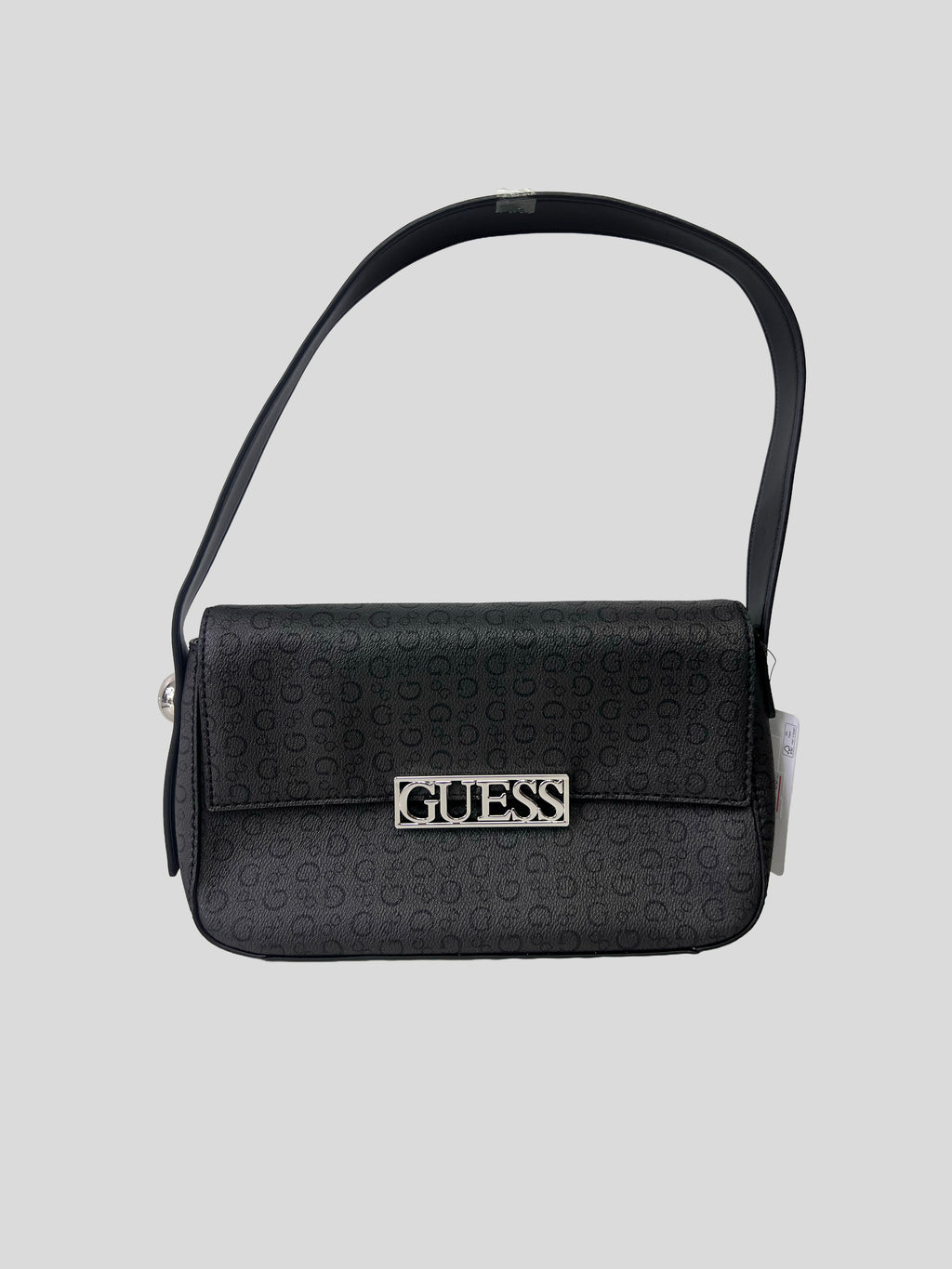 Cartera shoulder Guess monograma box logo front metallic  ‘Negra/Grafito’