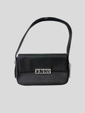 Cartera shoulder Guess monograma box logo front metallic  ‘Negra/Grafito’