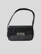 Cartera shoulder Guess monograma box logo front metallic  ‘Negra/Grafito’